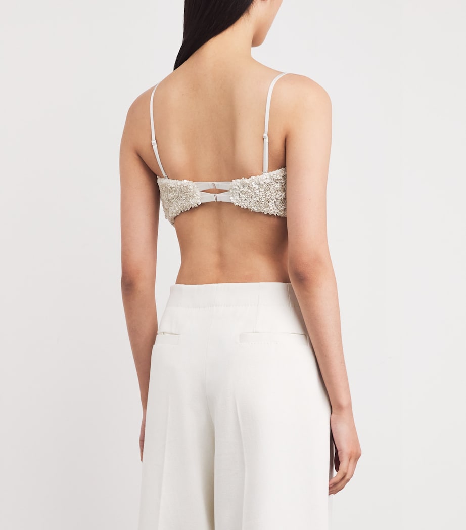 Sequinned Averio Crop Top MCRM CREAM Image 4