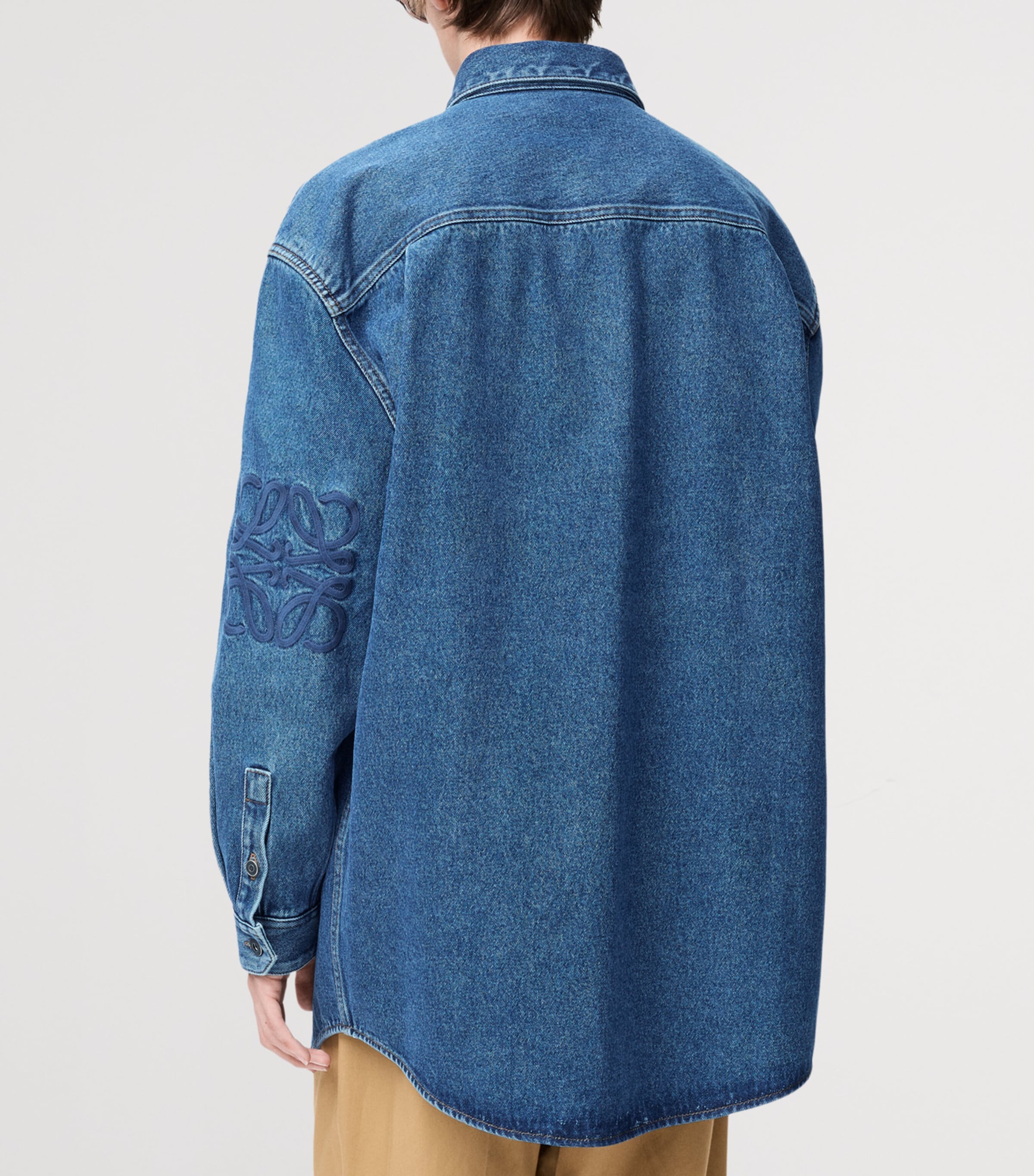 Anagram-Patch Denim Overshirt MID BLUE DENIM Image 4