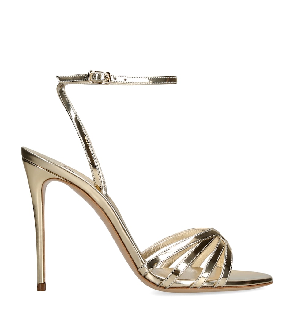Casadei Leather Julia Heeled Sandals 100 Gold