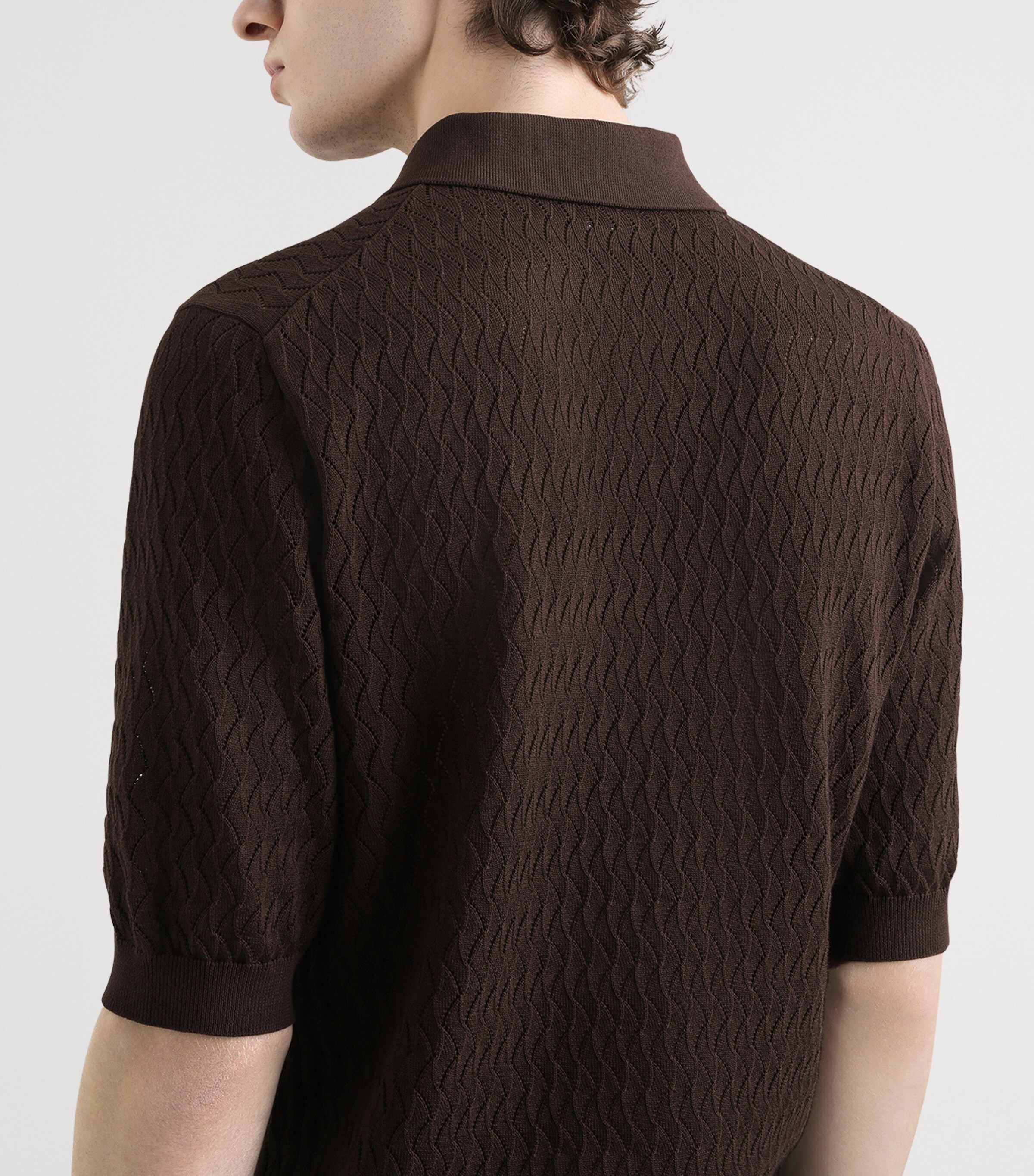 Cotton Polo Shirt M3977-BROWN Image 5