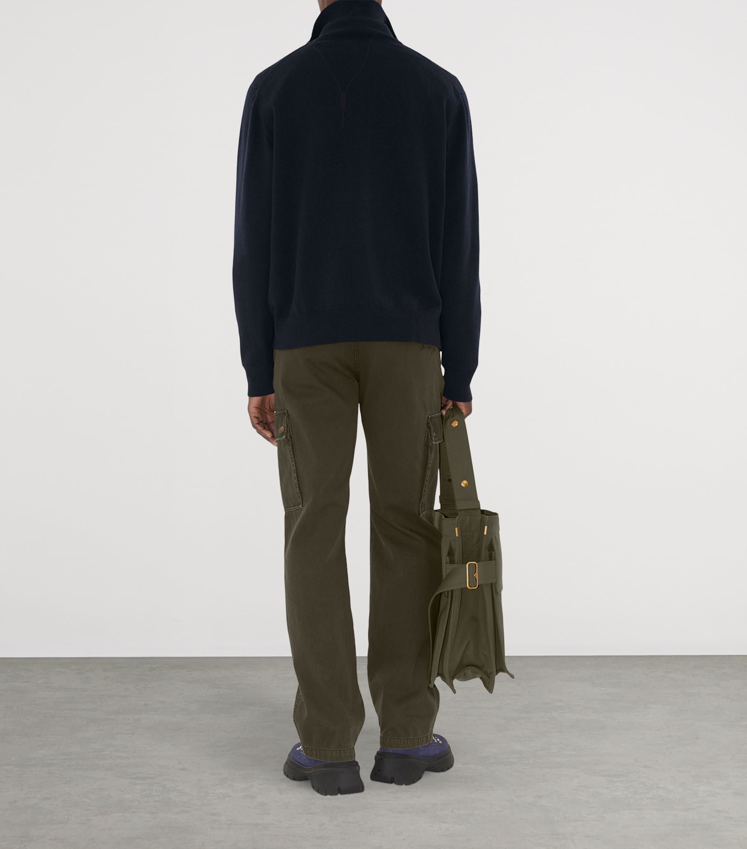 Cashmere-Blend Quarter-Zip Slim Sweater NAVY Image 4