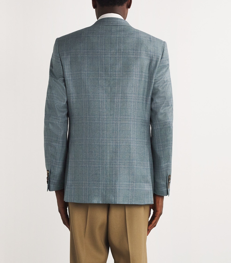 Canali Mens Silk-Cashmere Chequered Blazer Image 4