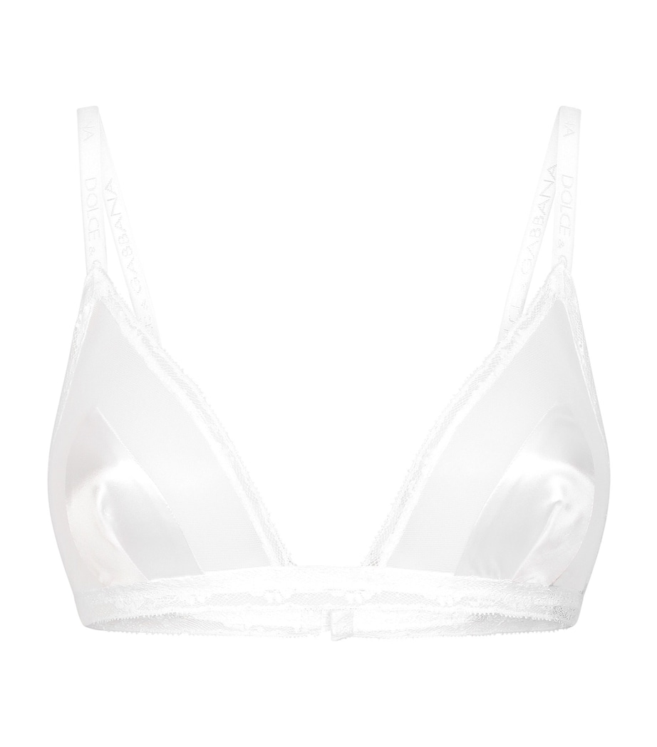 Dolce&Gabbana Womens Silk-Blend Lace-Trim Bra Optical White Image 1