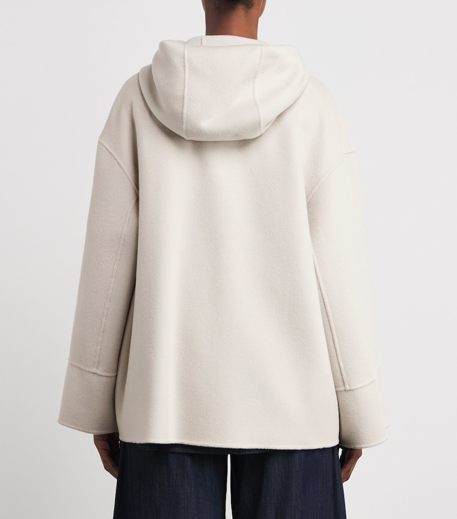 Virgin Wool Hooded Coat IVORY Image 4