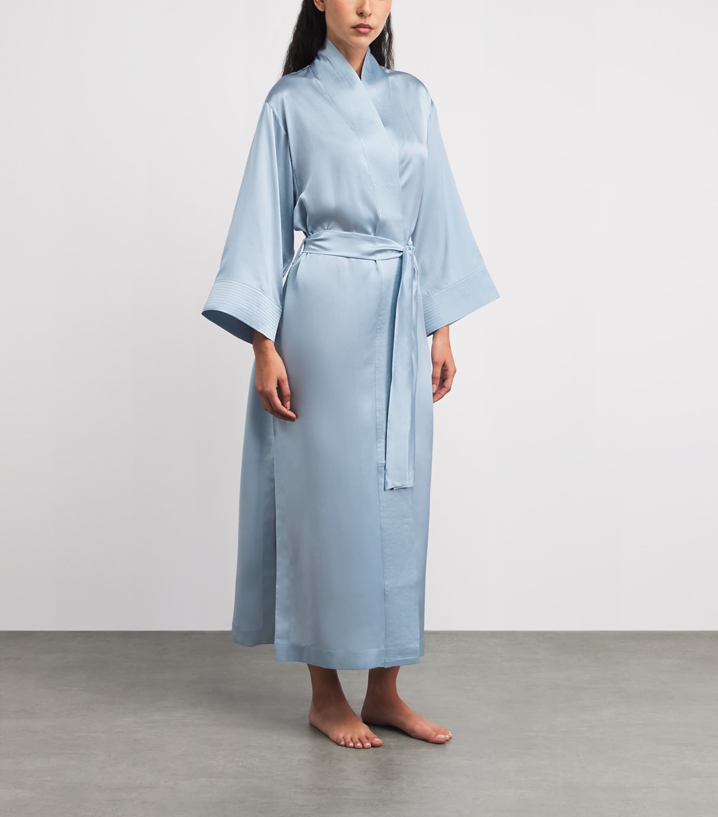 Loretta Caponi Womens Silk Nicla Robe Ice Water Image 2