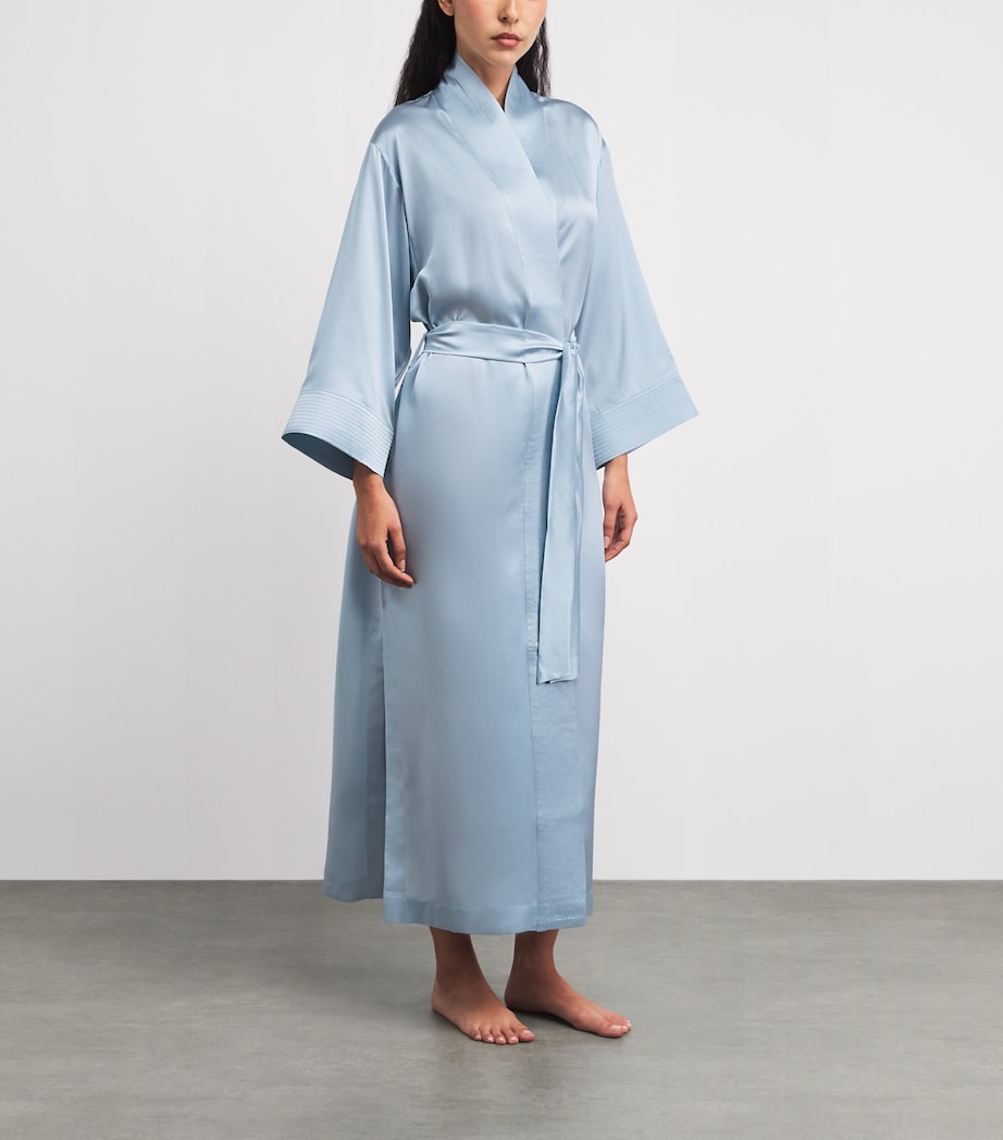 Loretta Caponi Womens Silk Nicla Robe Ice Water Image 2