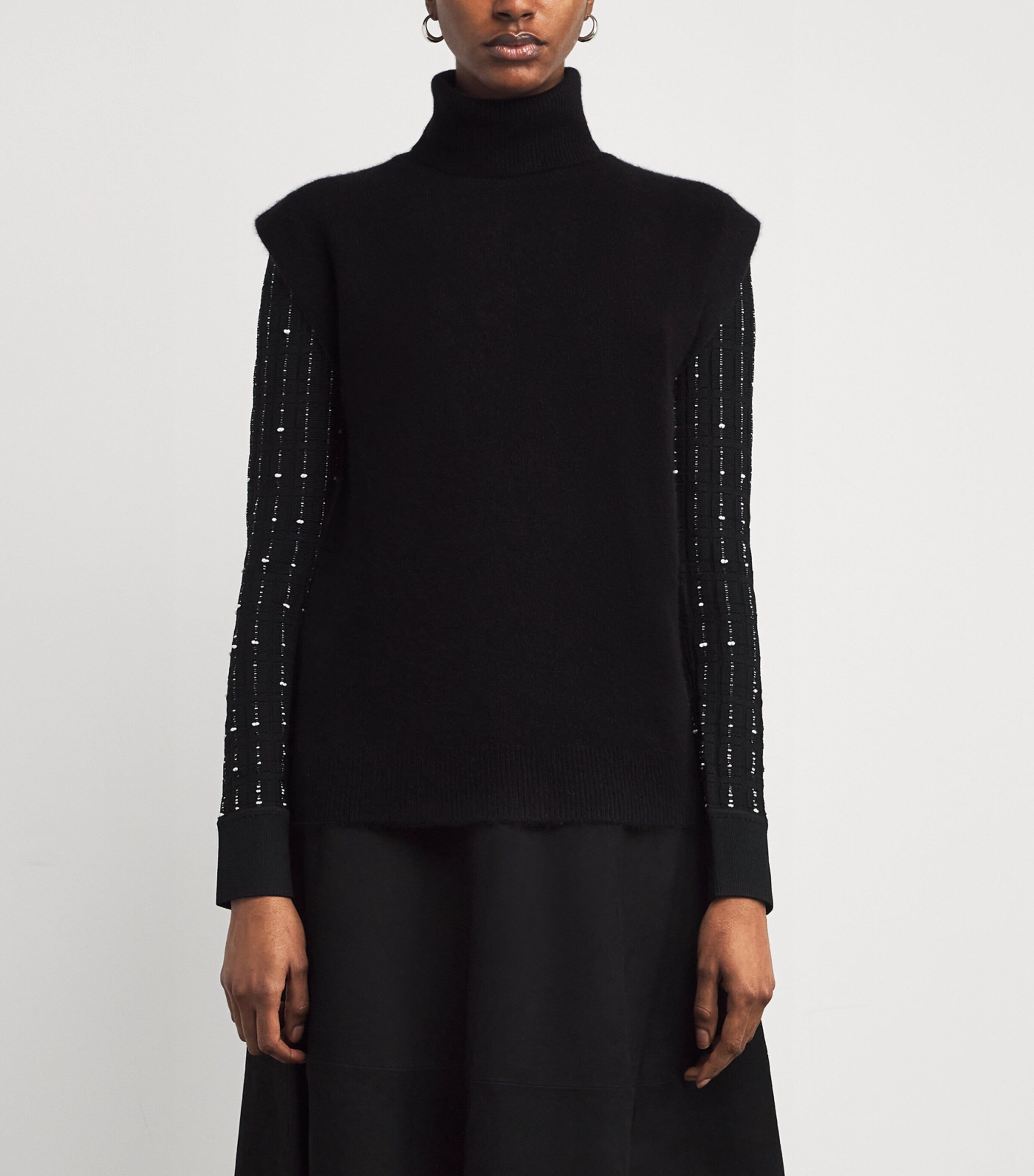 Brushed Cashmere-Blend Sweater Vest BLACK Image 3