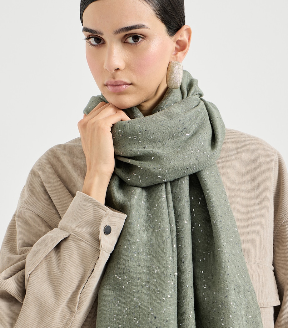Brunello Cucinelli Cashmere-Silk Sequinned Scarf Image 3