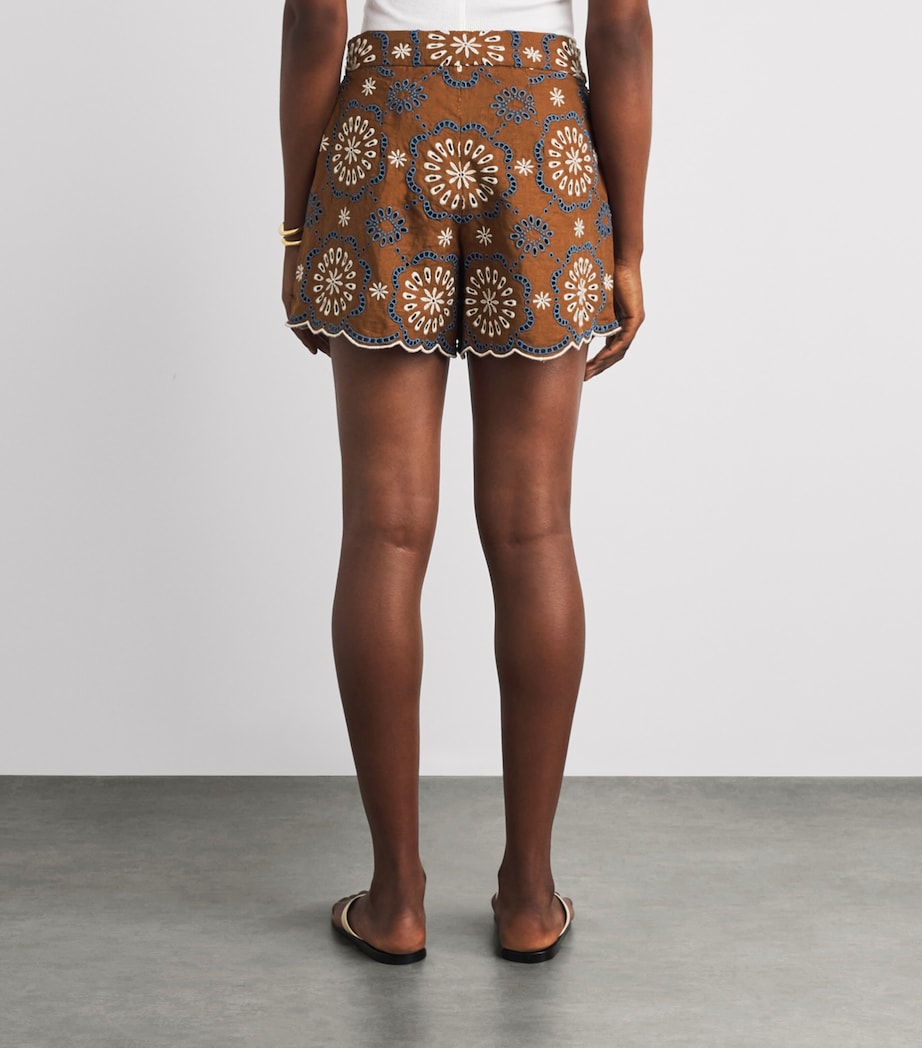 Veronica Beard Womens Linen Allen Shorts Ochre Mlti Image 5