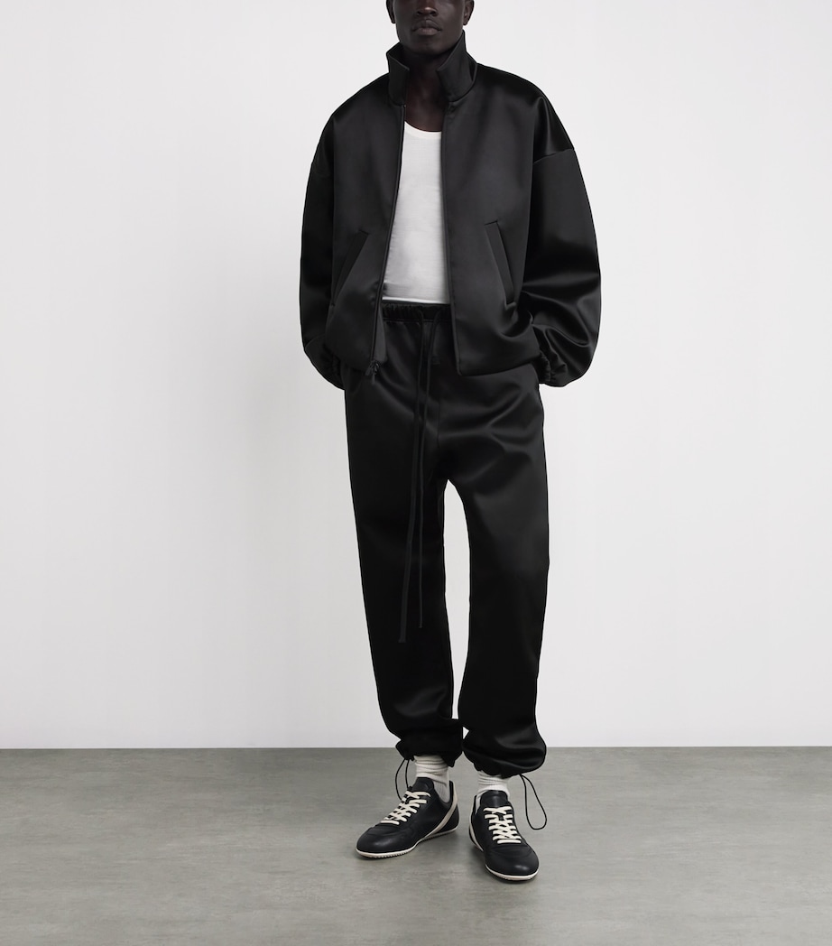 Bonded Satin Bomber Jacket JET BLACK Image 2