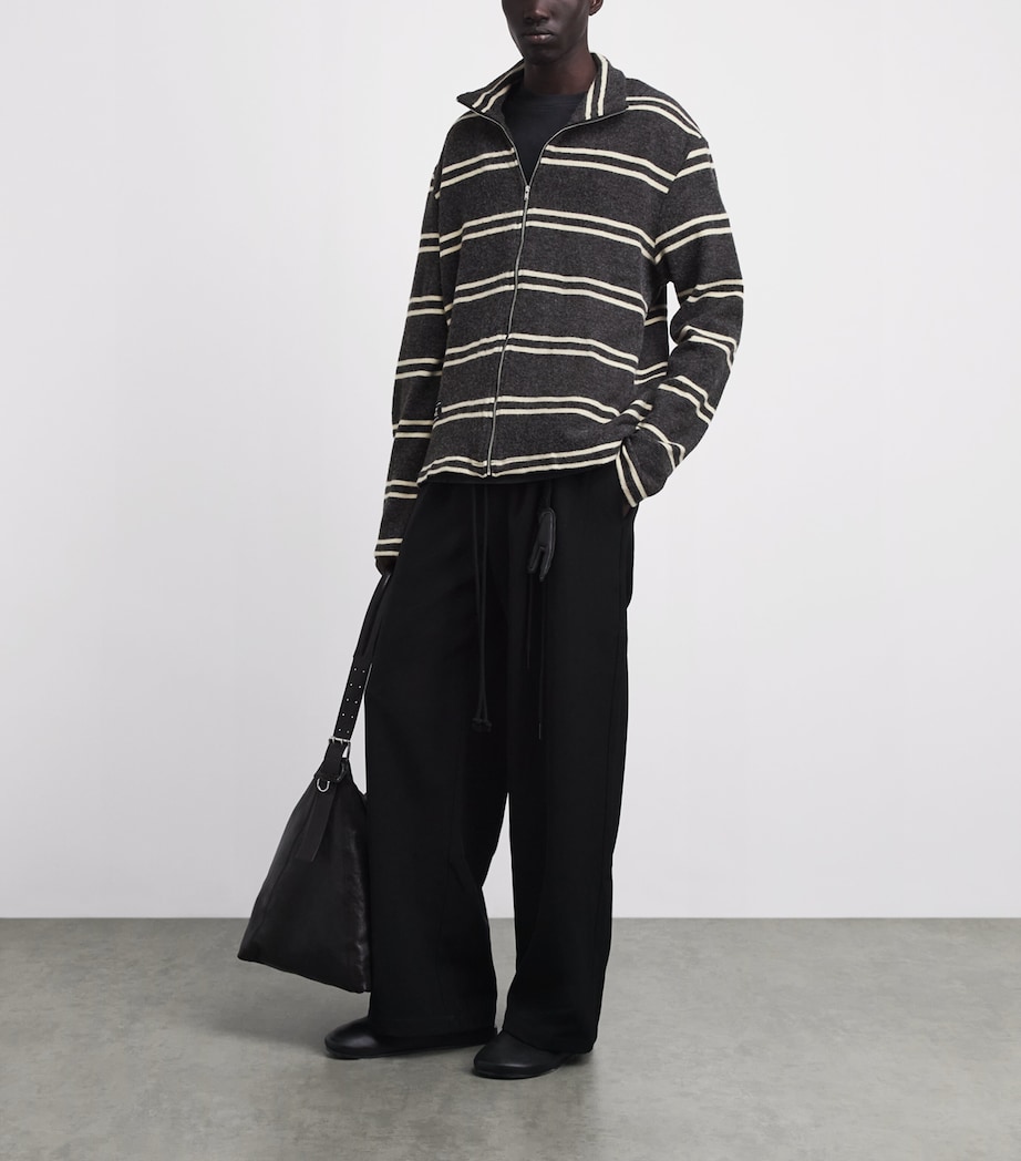 Song For The Mute Mens Funnel-Neck Zip-Up Cardigan Charcoal Image 2