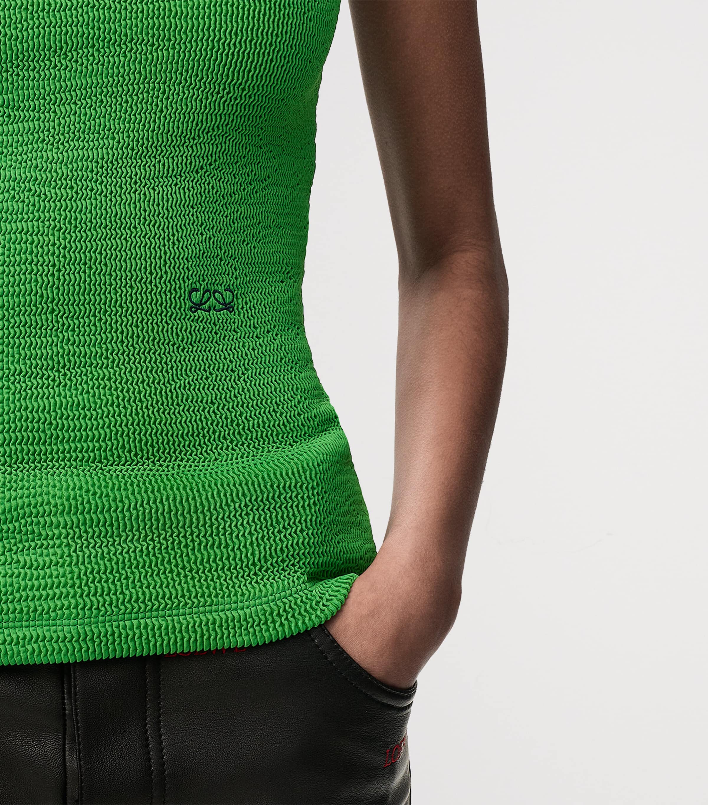 LOEWE Womens Crinkle Tank Top Green Image 5