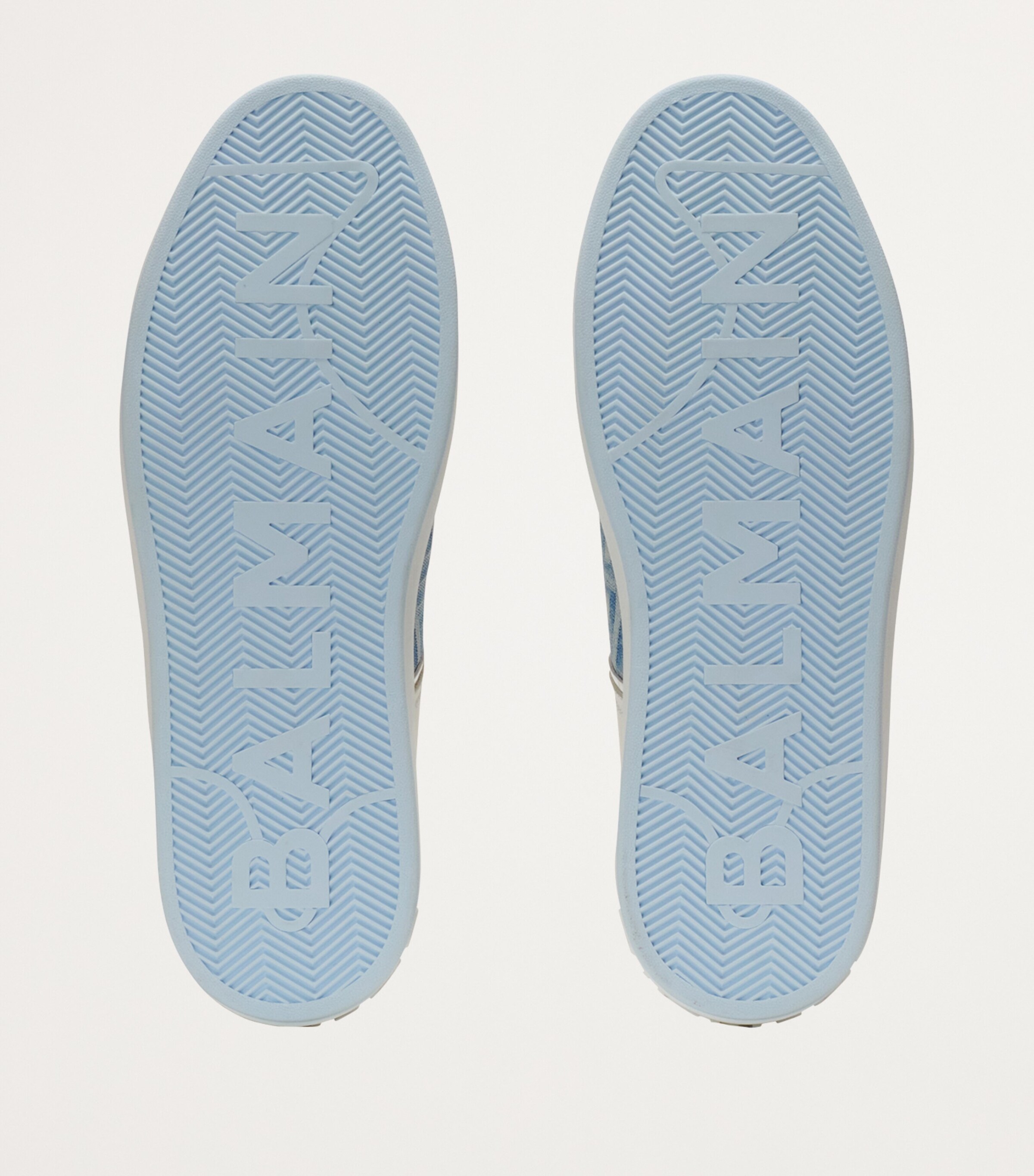 Balmain Leather-Denim B-Court Sneakers Bleu Denim/blanc Image 5