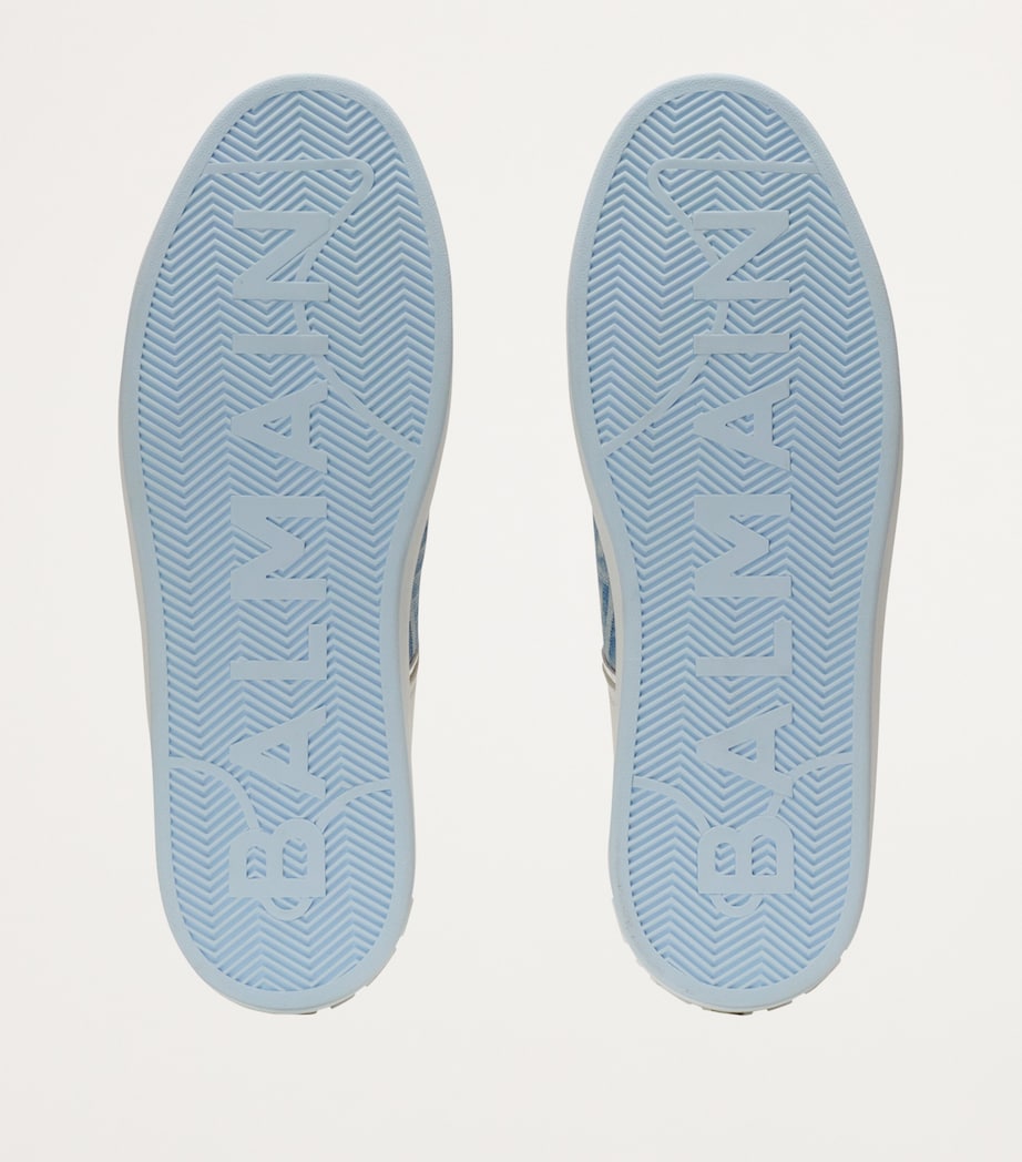 Balmain Leather-Denim B-Court Sneakers Bleu Denim/blanc Image 5