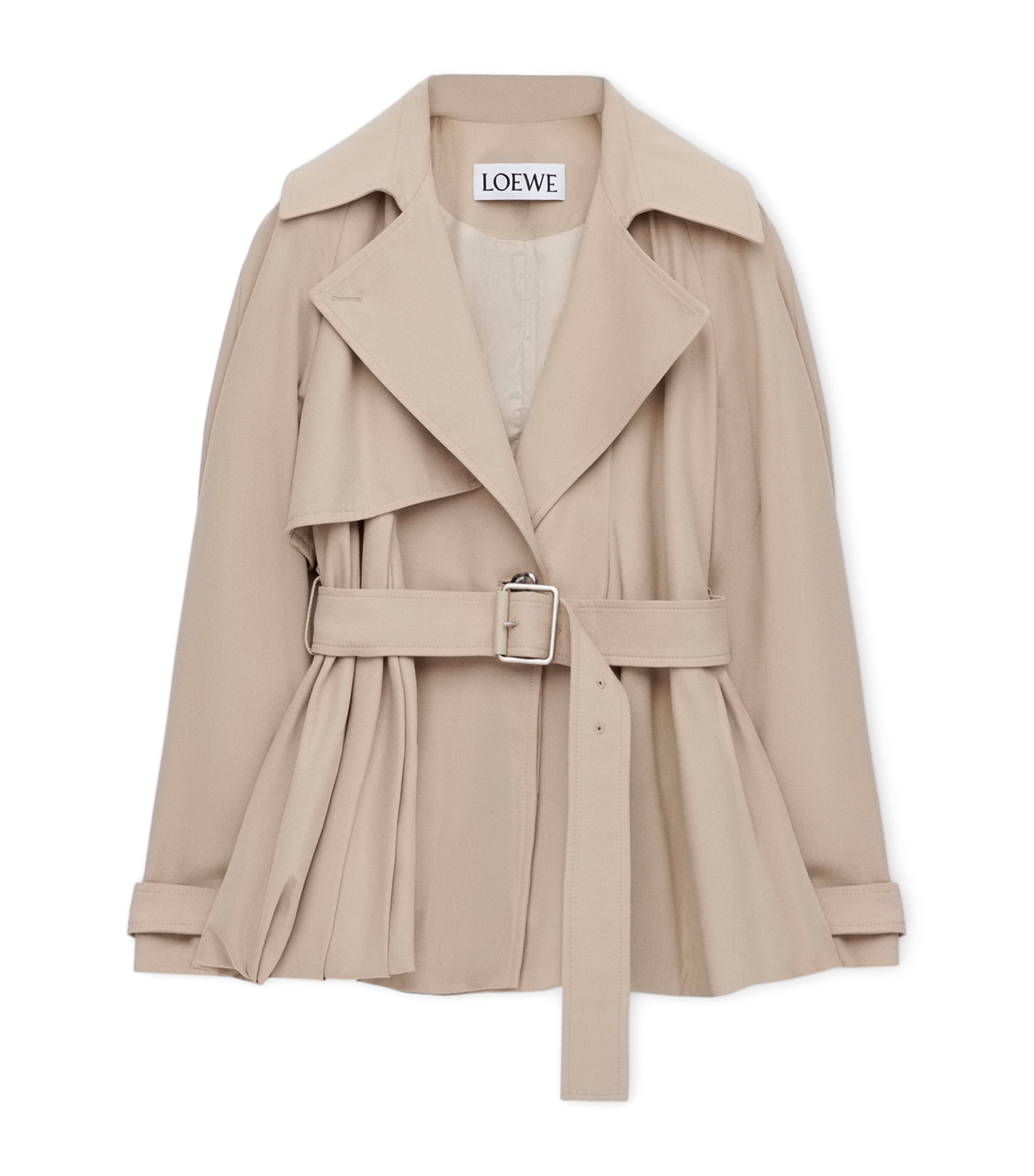 Loewe Cotton Belted Short Trench Coat In Neutral