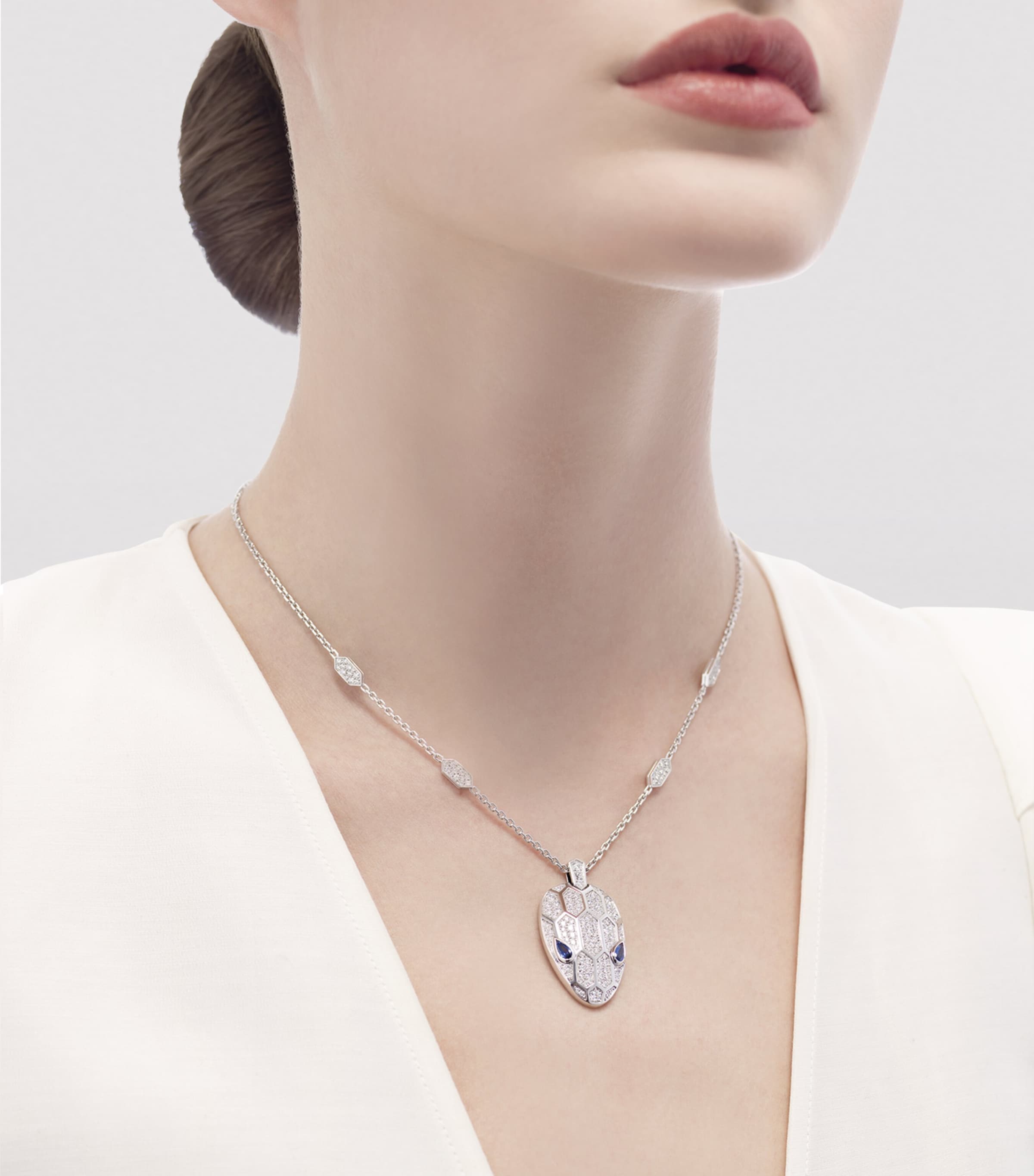 Bvlgari White Gold And Diamond Serpenti Seduttori Necklace White Gold Image 2