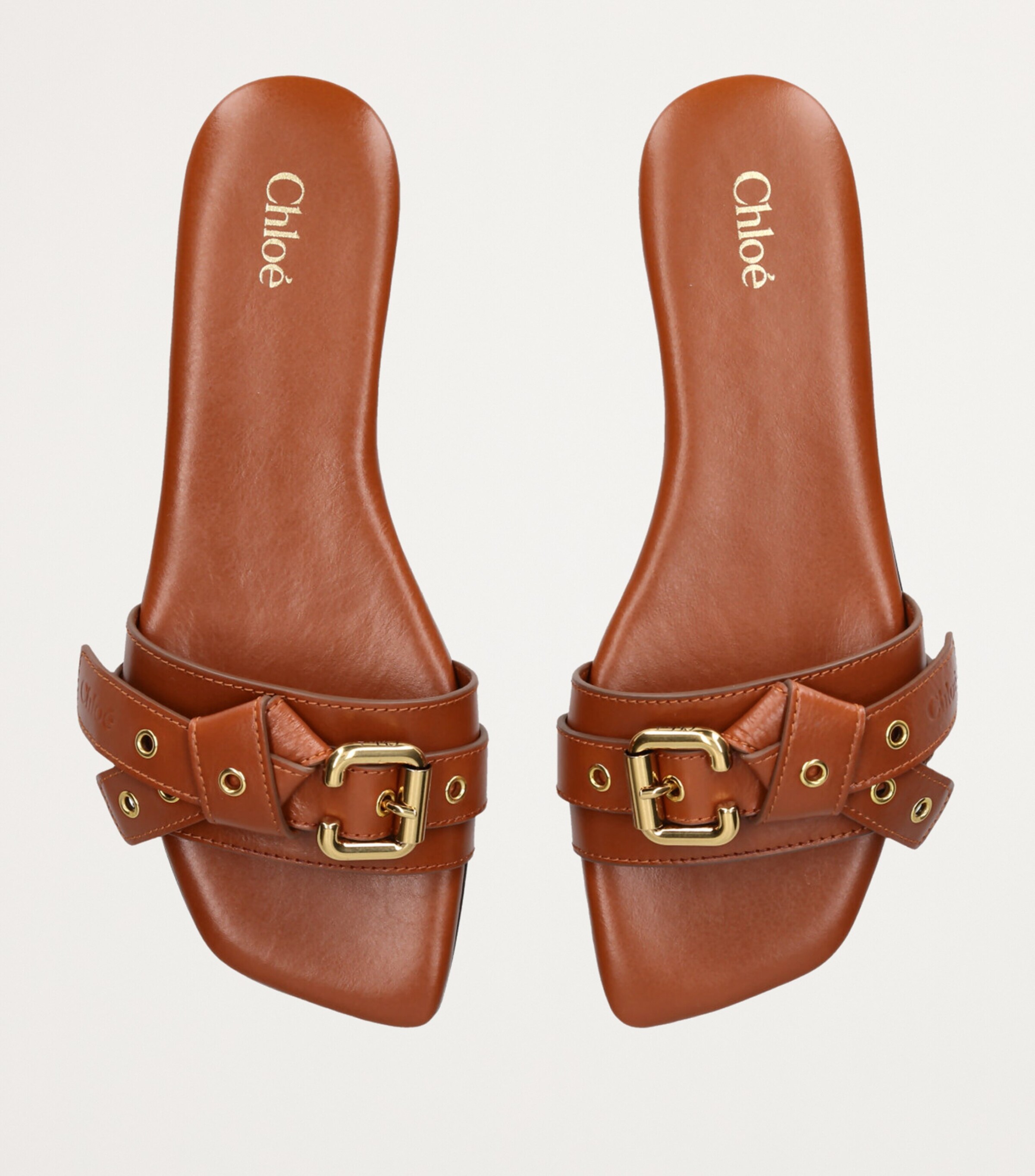 【関税込み】CHLOE MAE' SLIDES CHLOÉ Mae buckle-embellished leather slides | NET-A-PORTER