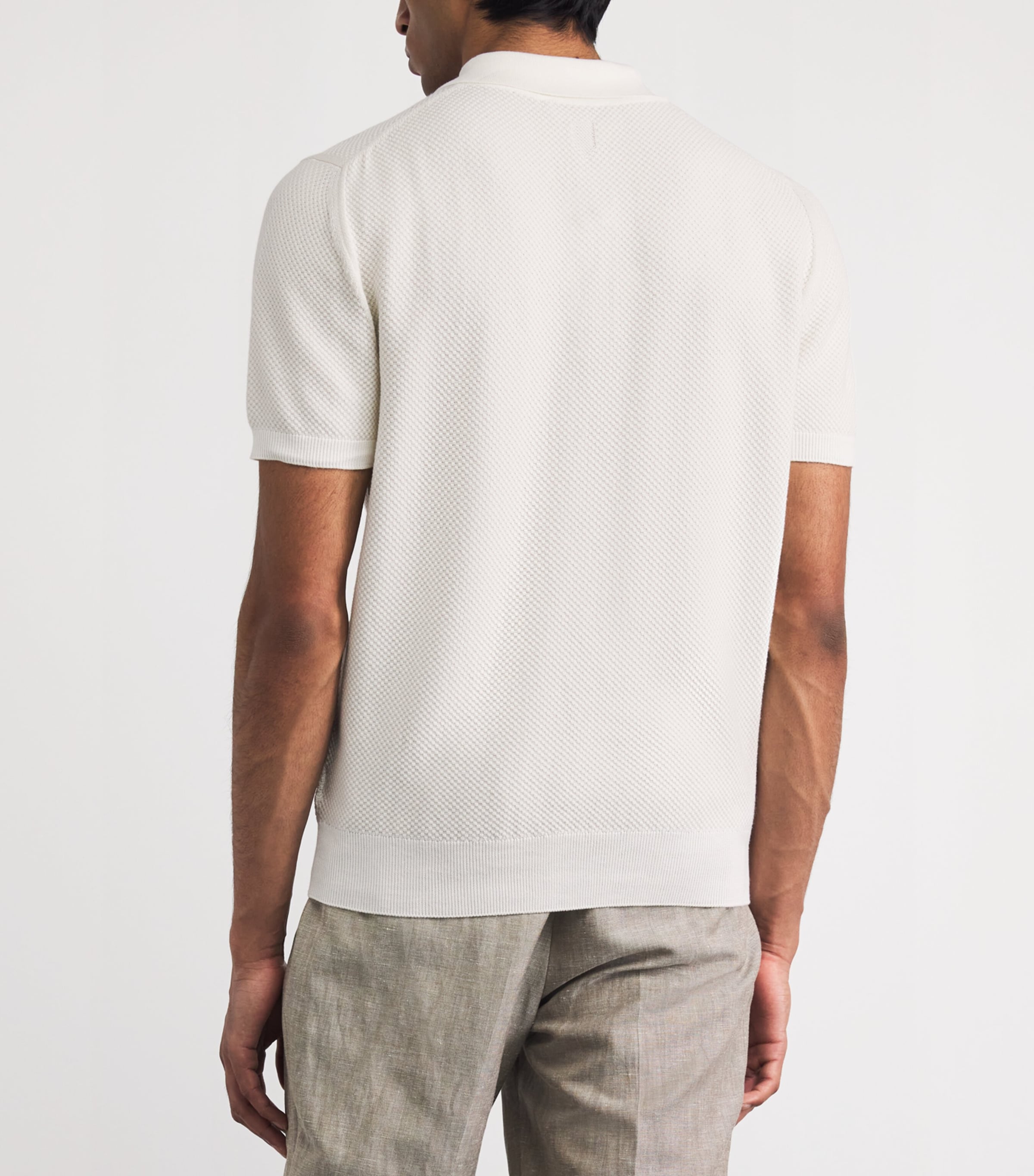 Canali Mens Cotton Micro-Jacquard Polo Shirt Image 5