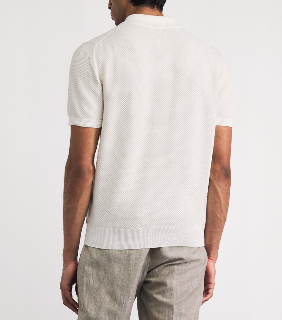 Canali Mens Cotton Micro-Jacquard Polo Shirt Image 5