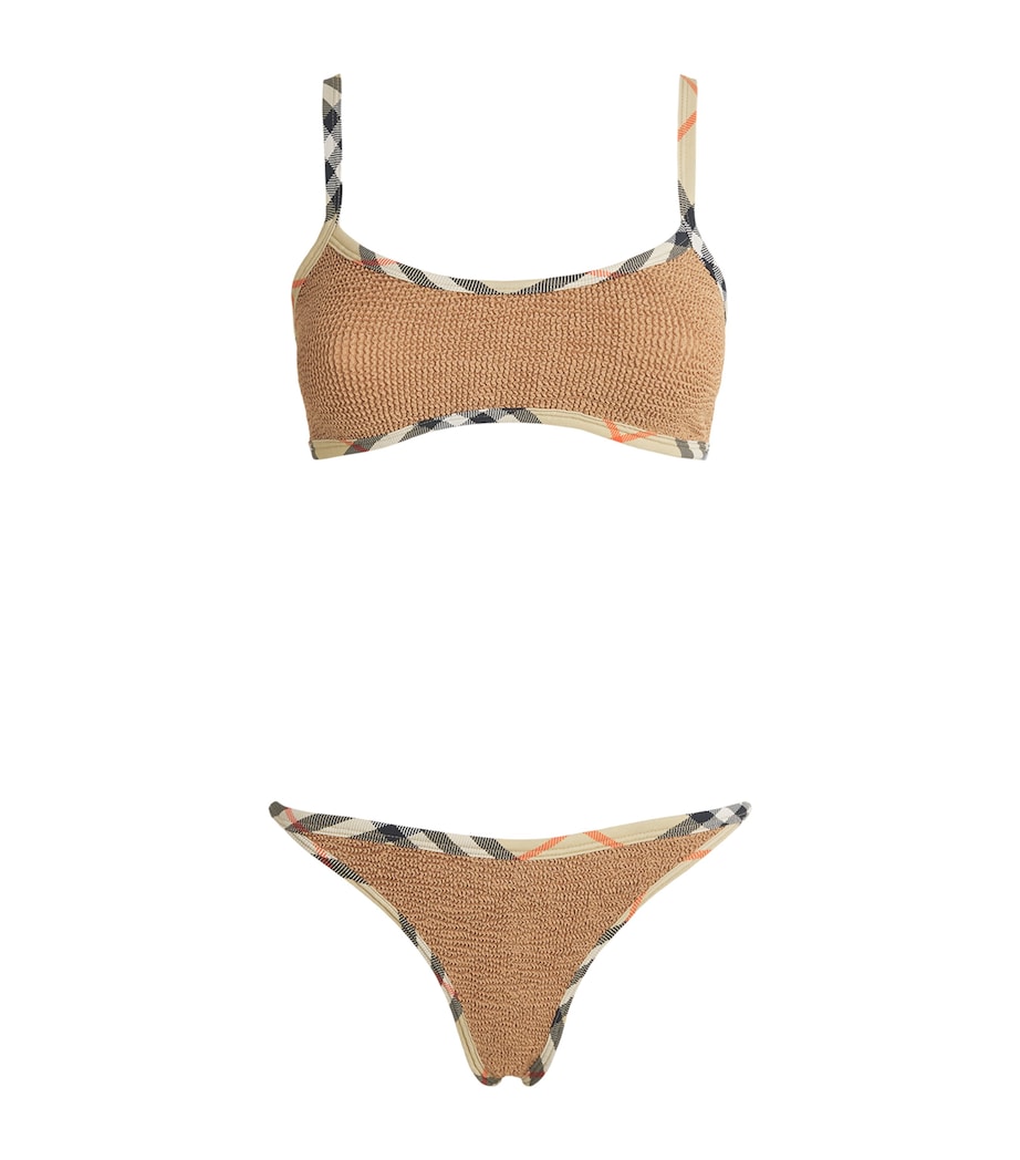 Burberry x Hunza G Womens x Burberry Check-Trim Tyler Bikini Metallic Cocoa Image 1