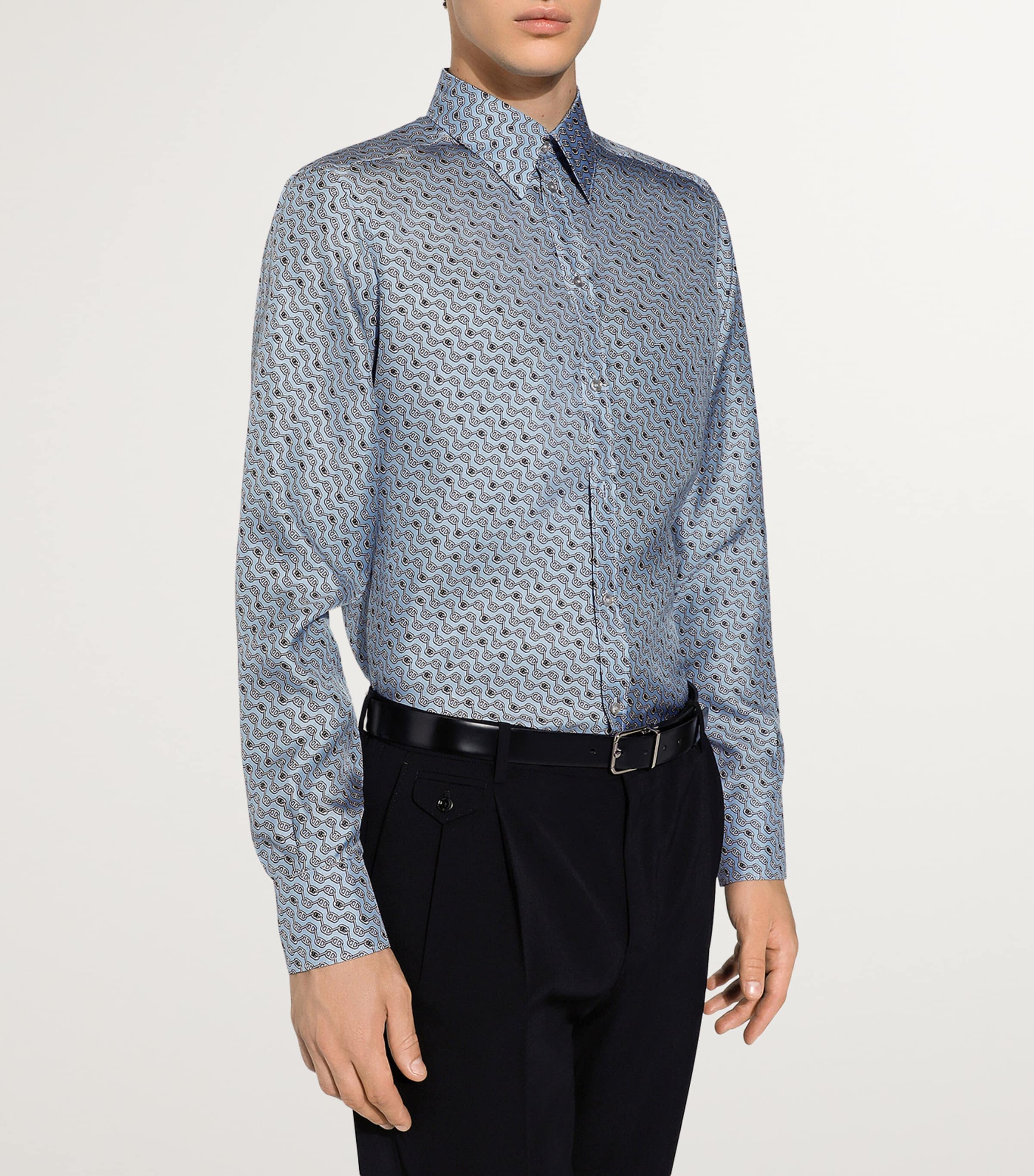 Silk Chain Print Shirt HC5FY- F.AZZURR Image 4