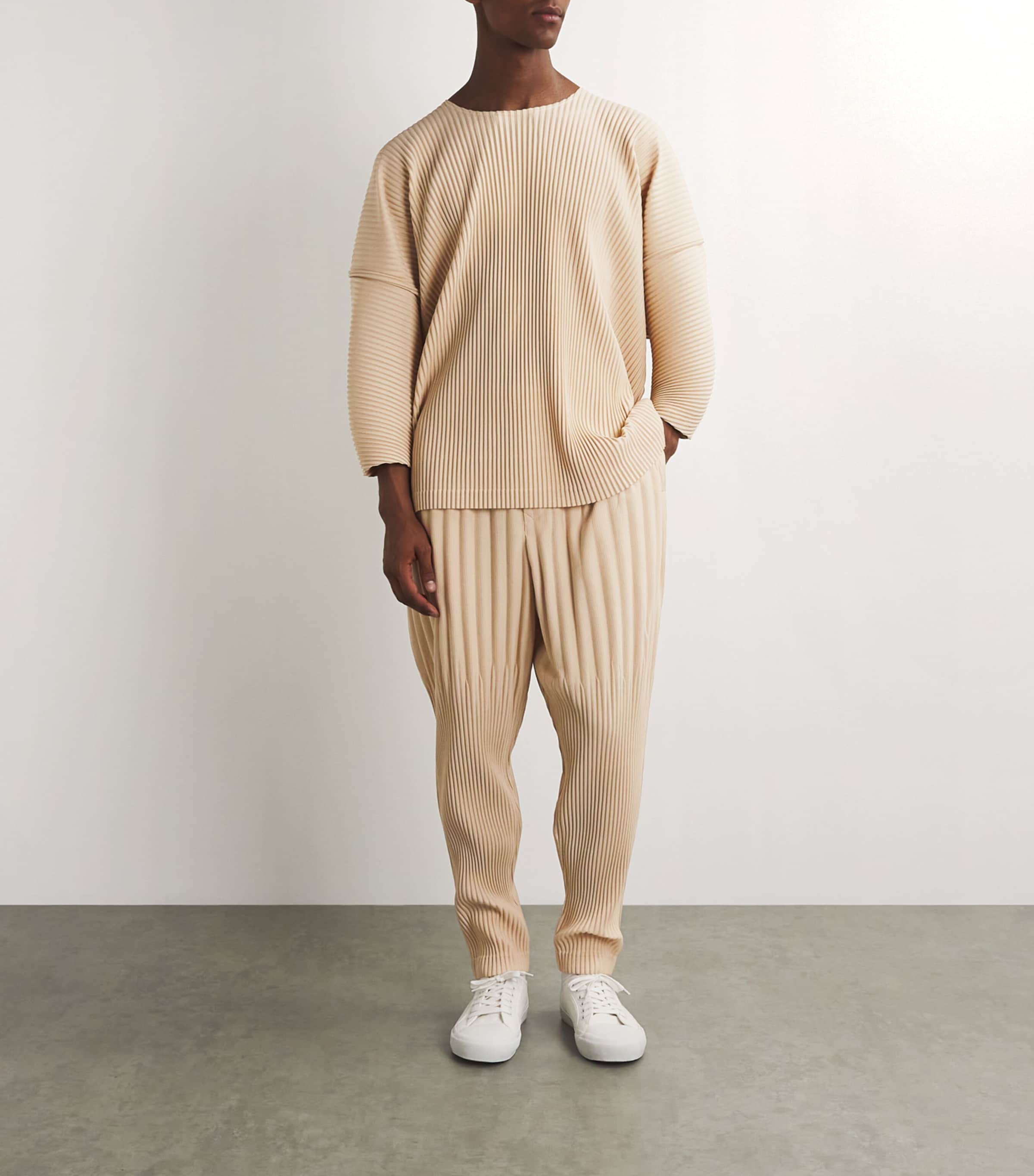 Homme Plissé Issey Miyake Beige Pleated Tapered Trousers | Harrods US