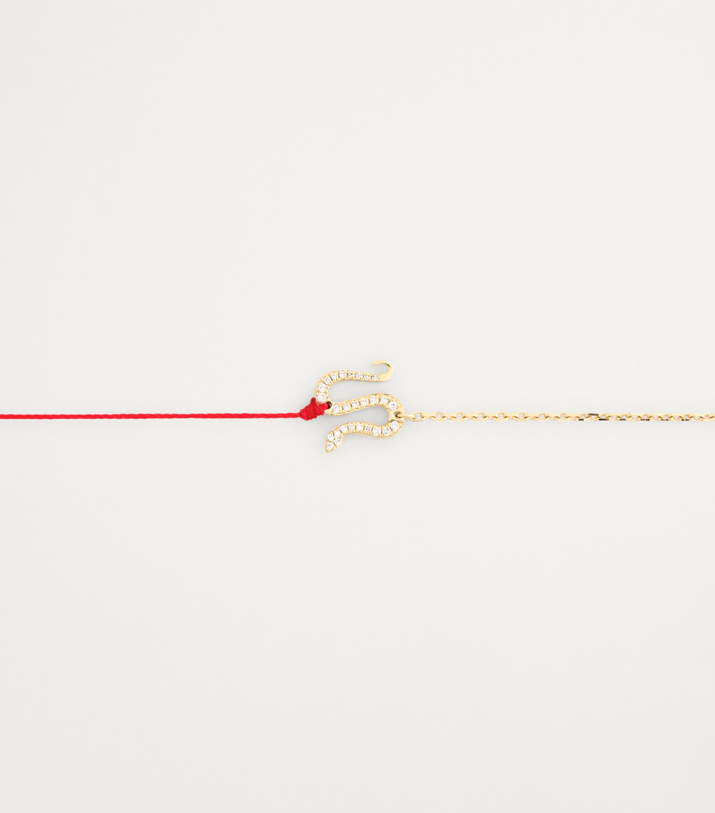 Yellow Gold and Diamond Snake String-Chain Bracelet YELLOW GOLD Image 3