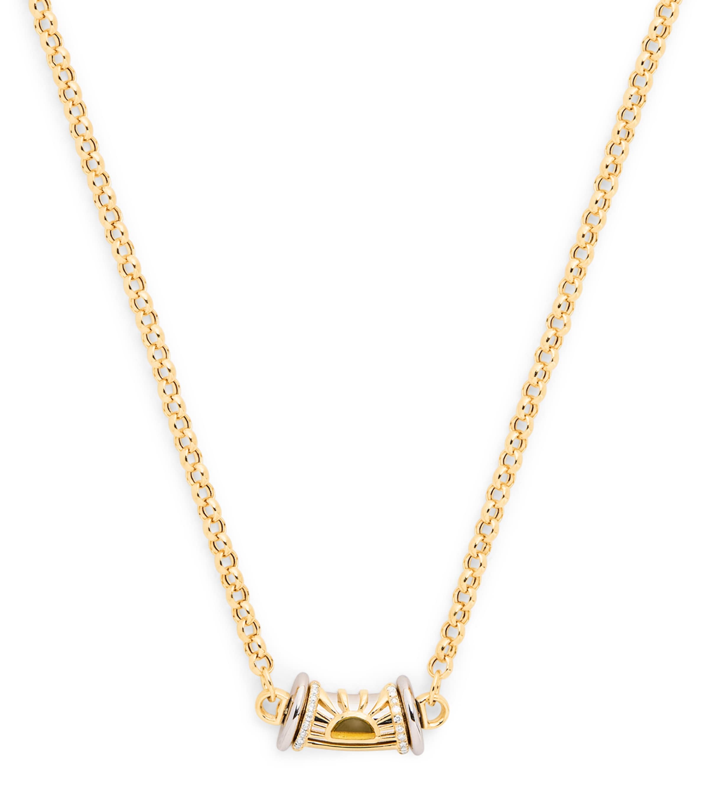 L'atelier Nawbar Small Yellow Gold, Diamond And Topaz Lot N*91 Warrior Dawn Necklace In Gold