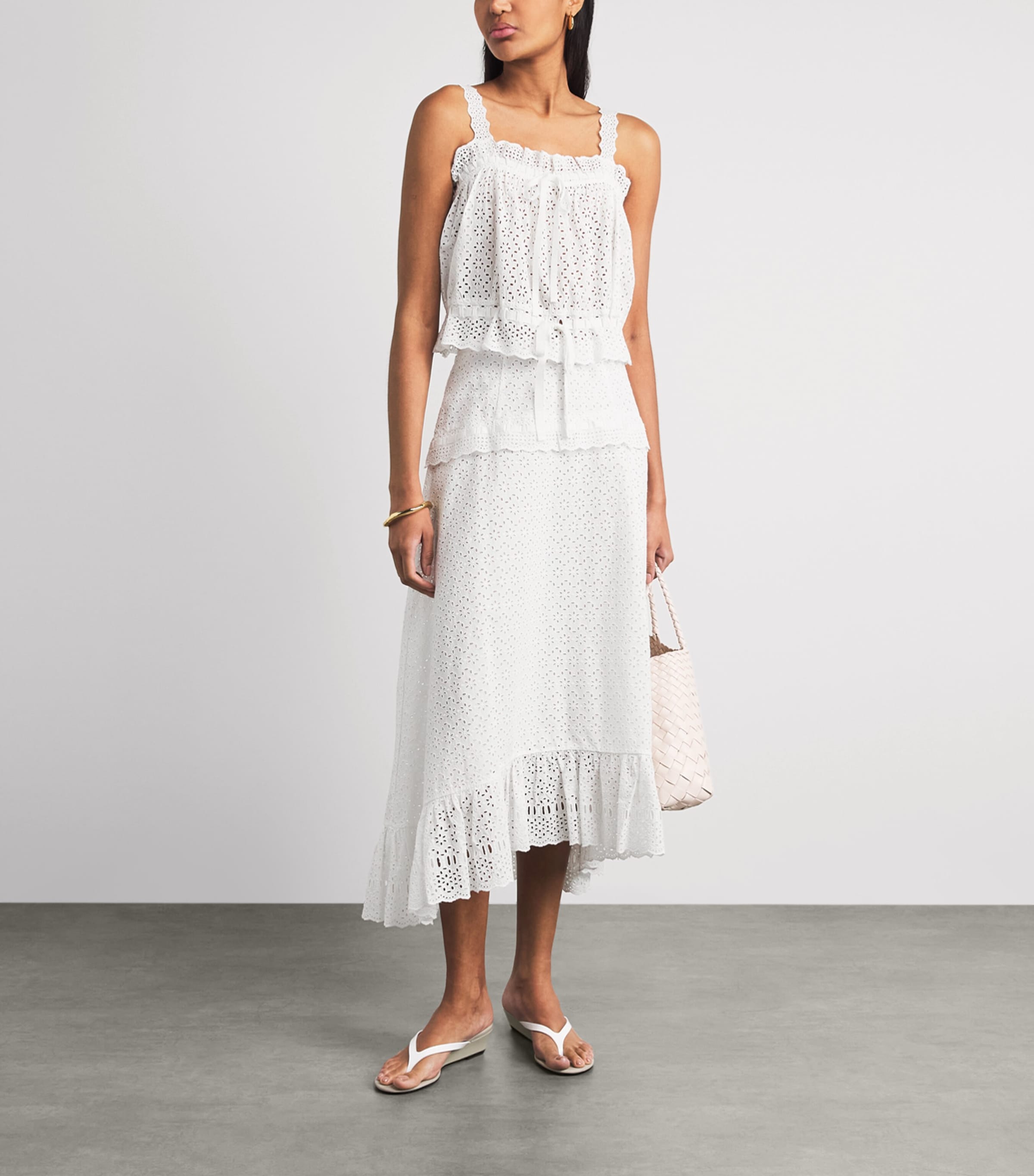 Ulla Johnson Womens Broderie Anglaise Isola Top Pristine Image 2