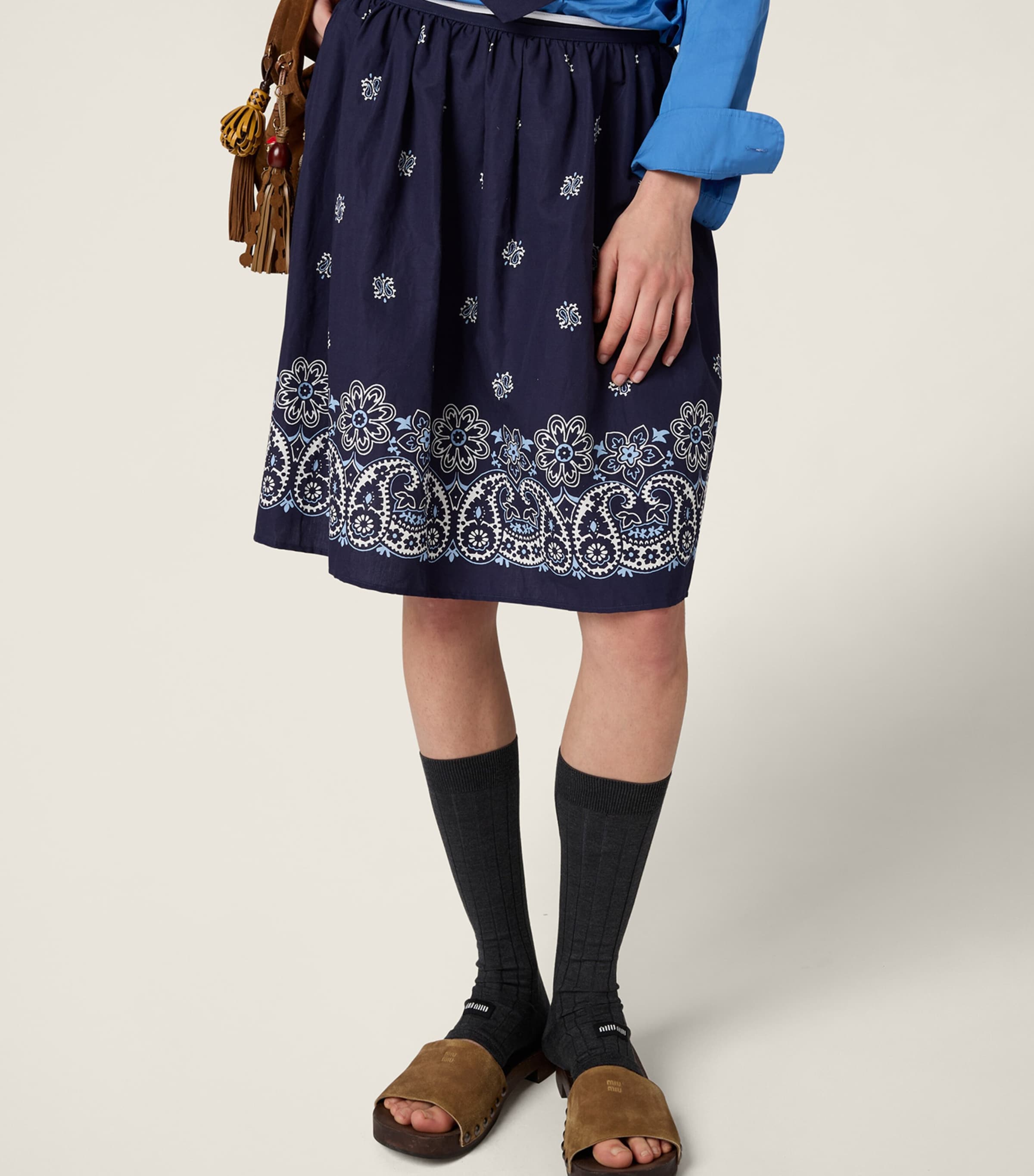 Poplin Printed Midi Skirt F022X Image 4