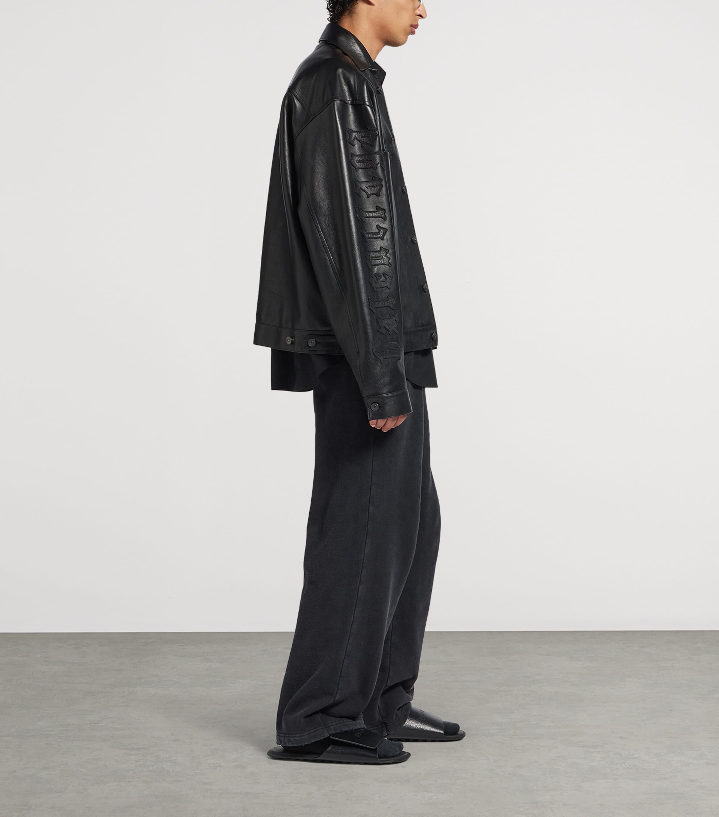 Logo Oversized Leather Jacket 1000 Image 4