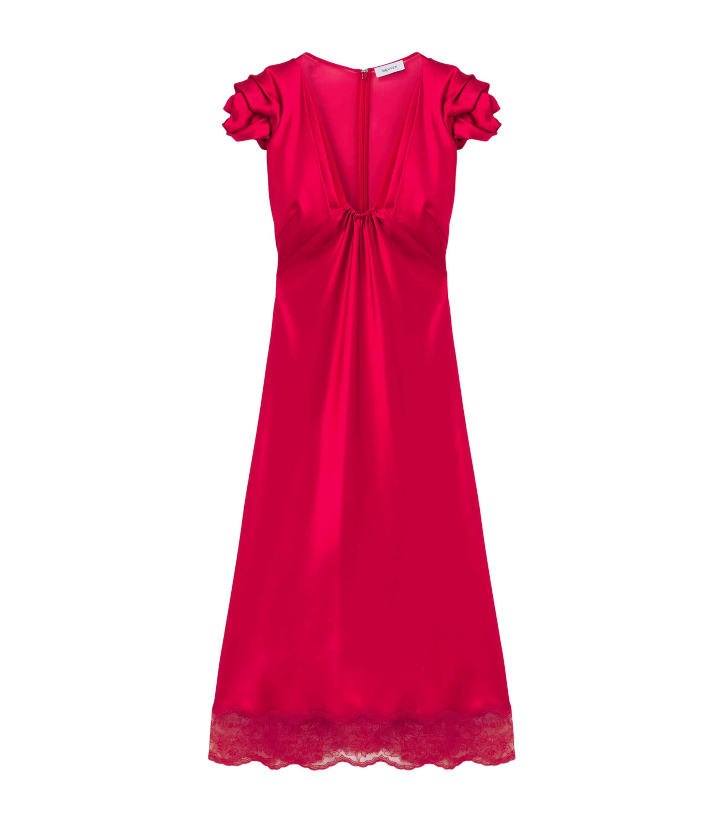 McQueen Womens Satin-Lace Midi Dress Image 1