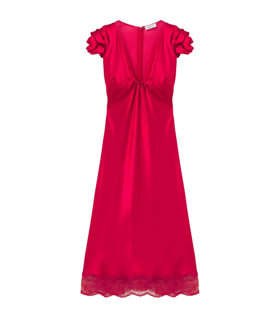McQueen Womens Satin-Lace Midi Dress Image 1