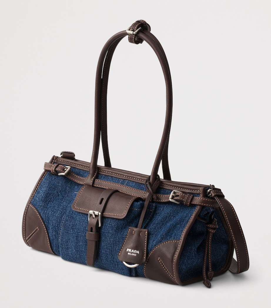 Prada Medium Denim Bonnie Shoulder Bag Blue Image 4