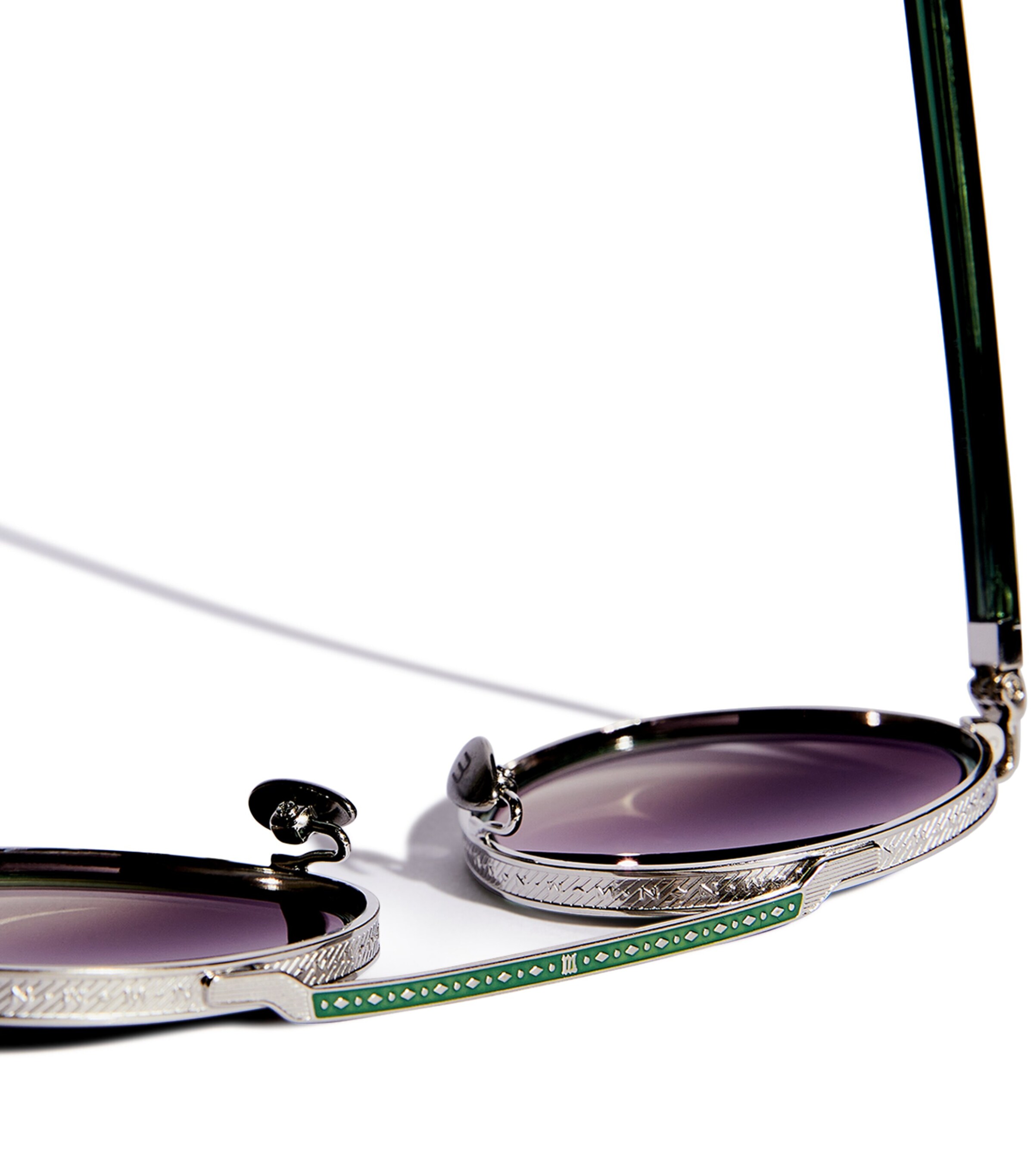 Matsuda M3125 Sunglasses Brshd Slvr Bttle Grn Image 5