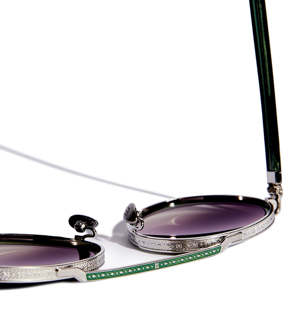 Matsuda M3125 Sunglasses Brshd Slvr Bttle Grn Image 5