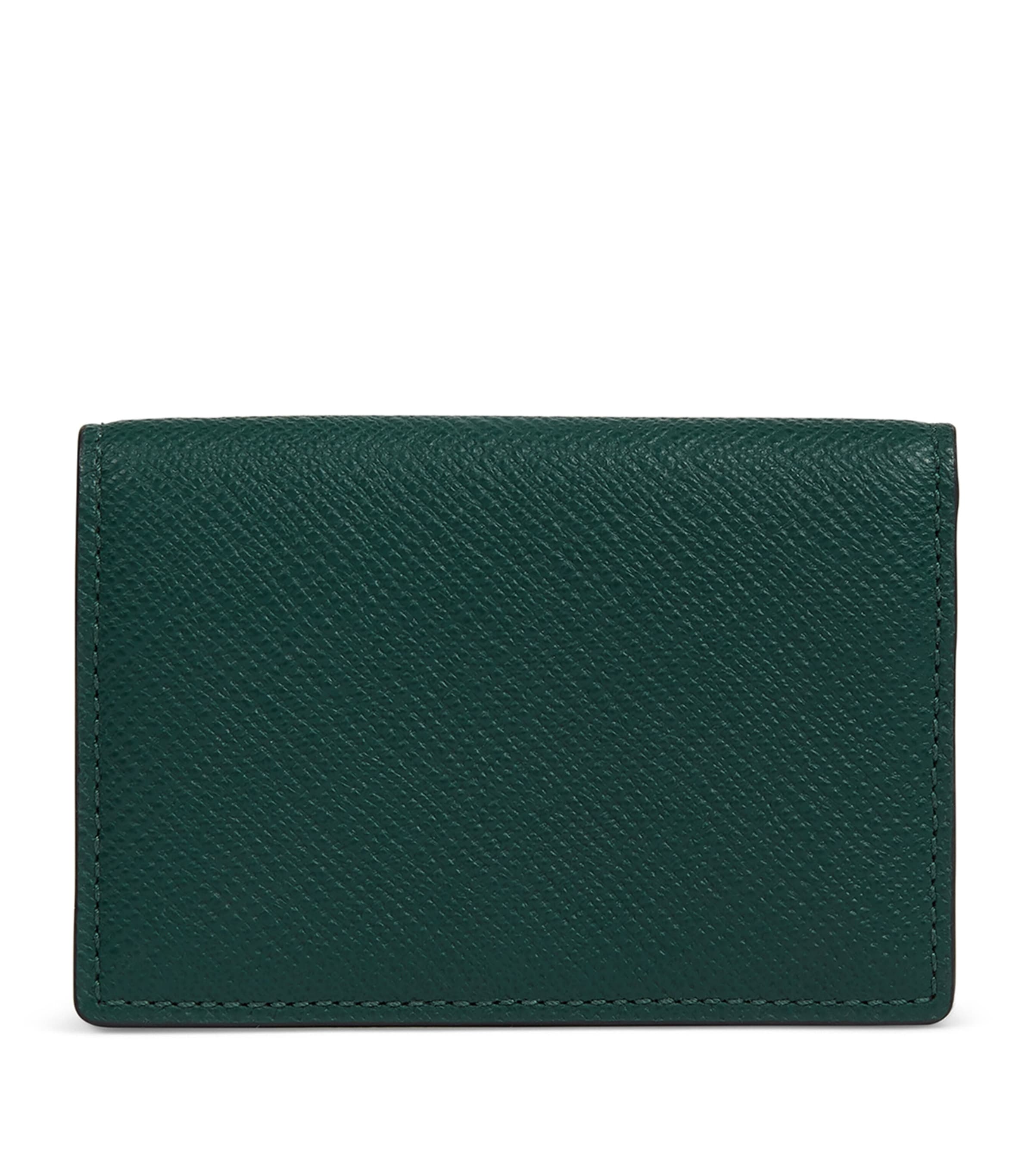 Smythson Leather Panama Folded Card Holder In Green