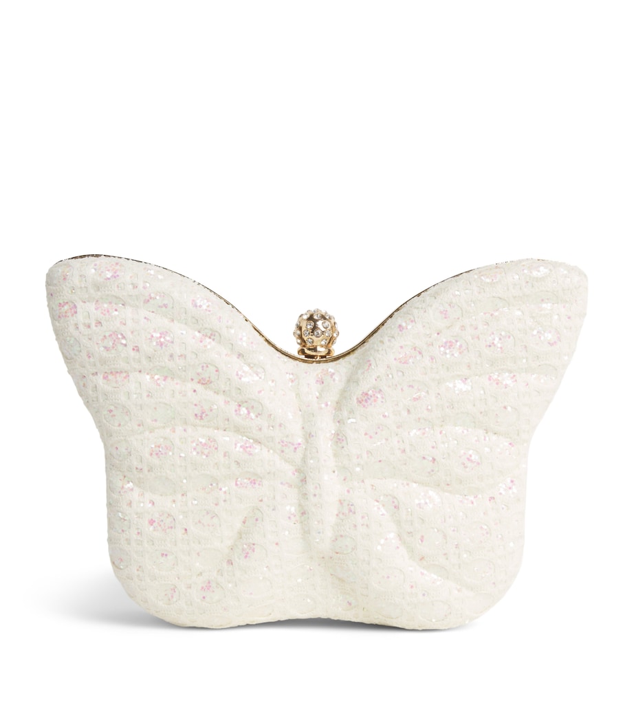 David Charles Embellished Butterfly Clutch Bag L Ivory Image 1
