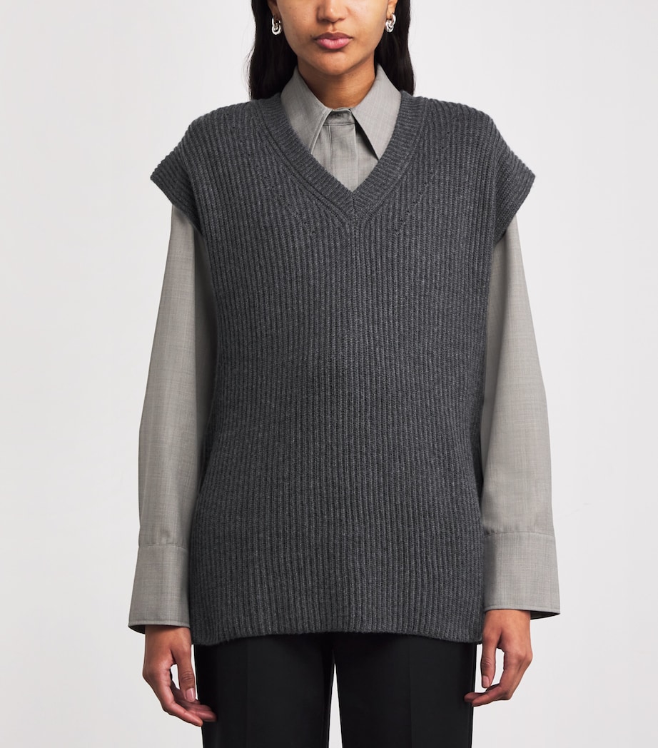 Merino-Cashmere-Silk Sweater Vest SMOKE Image 3