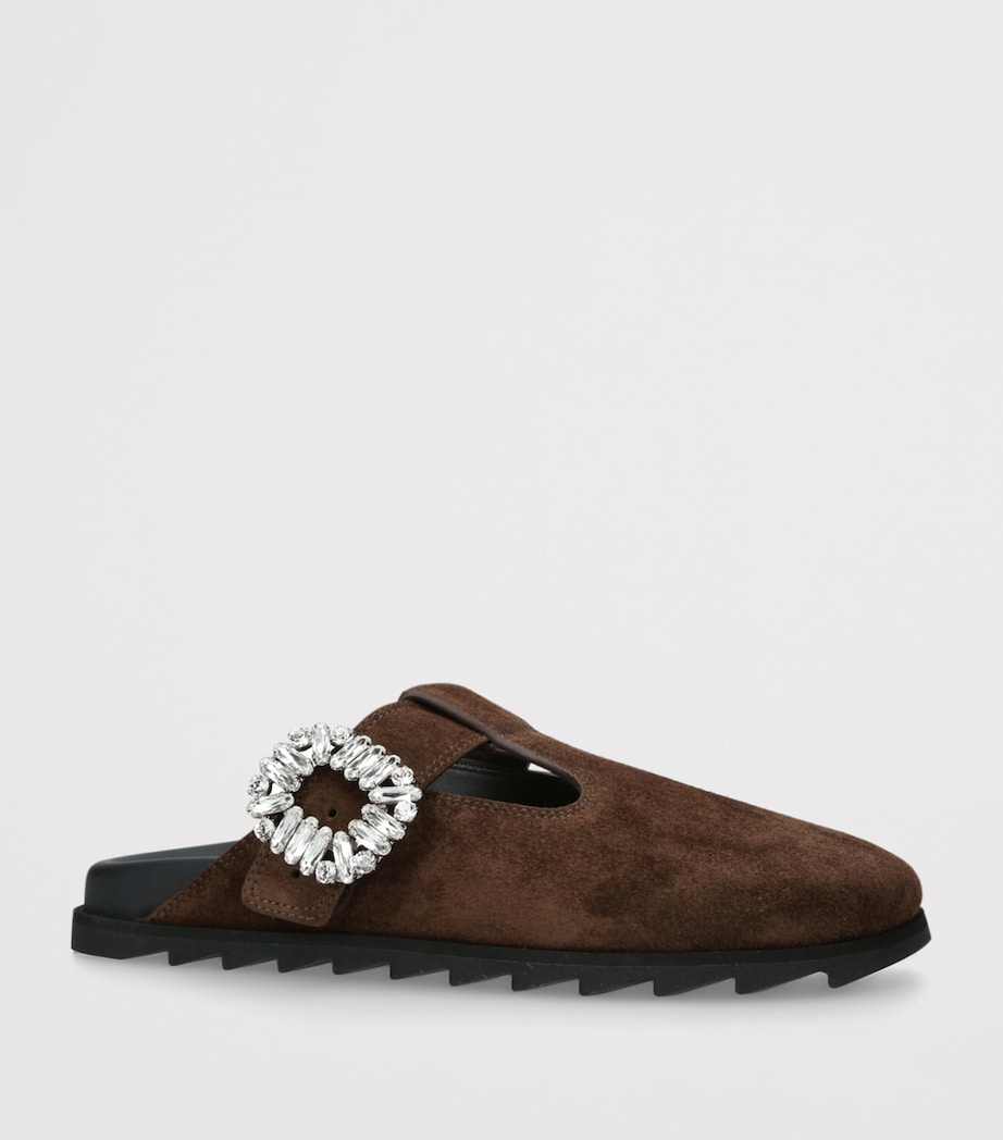 Roger Vivier Suede Slidy Viv' Mules Dark Brown Image 3