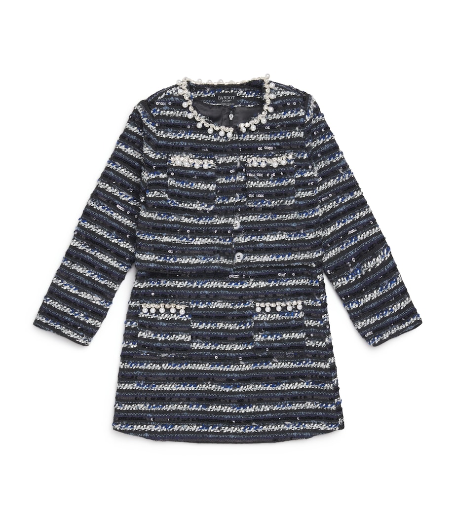 Bouclé Embellished Lana Dress (4-14 Years) NAVY/BLACK Image 1