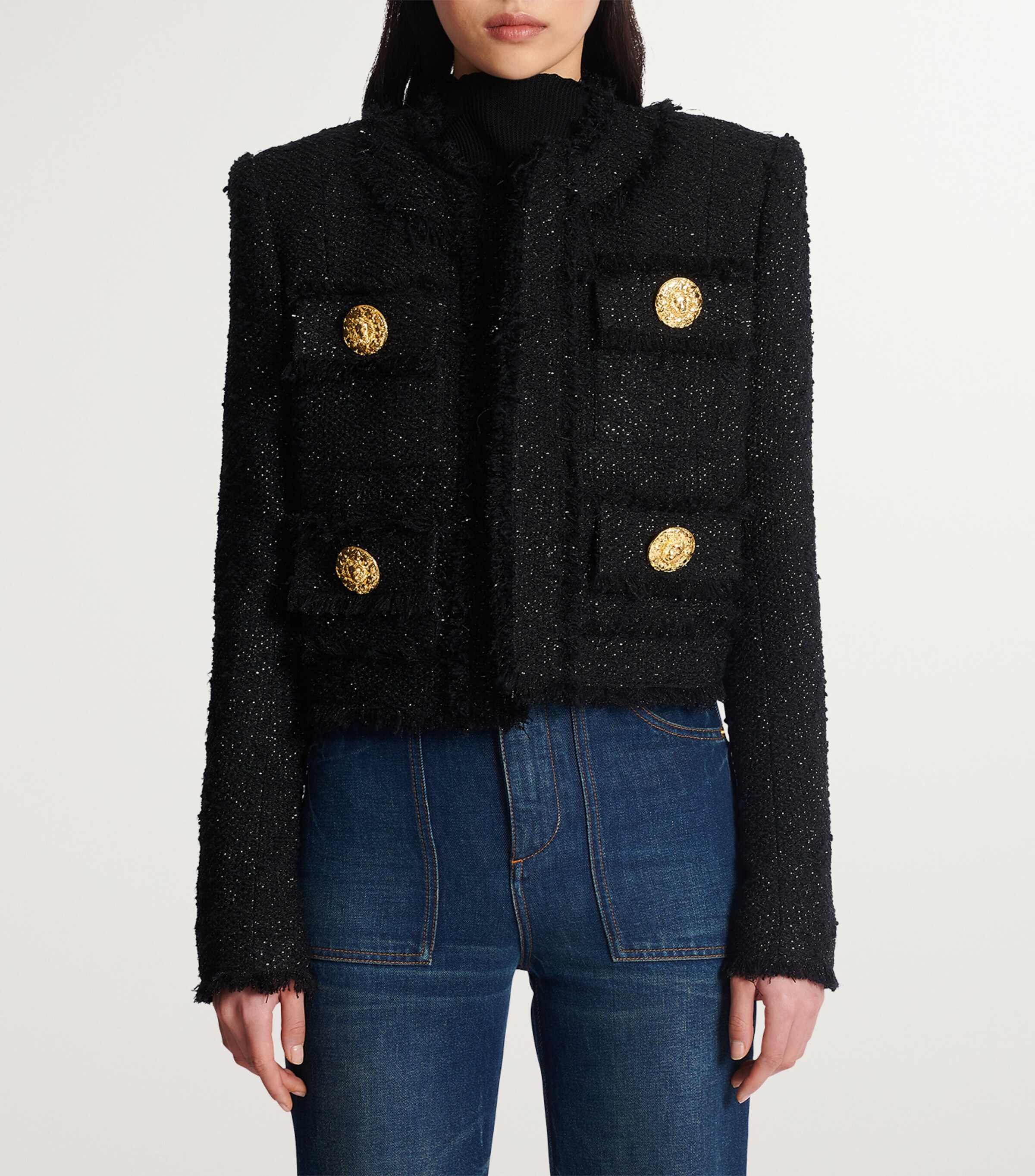 Tweed Cropped Jacket NOIR Image 4