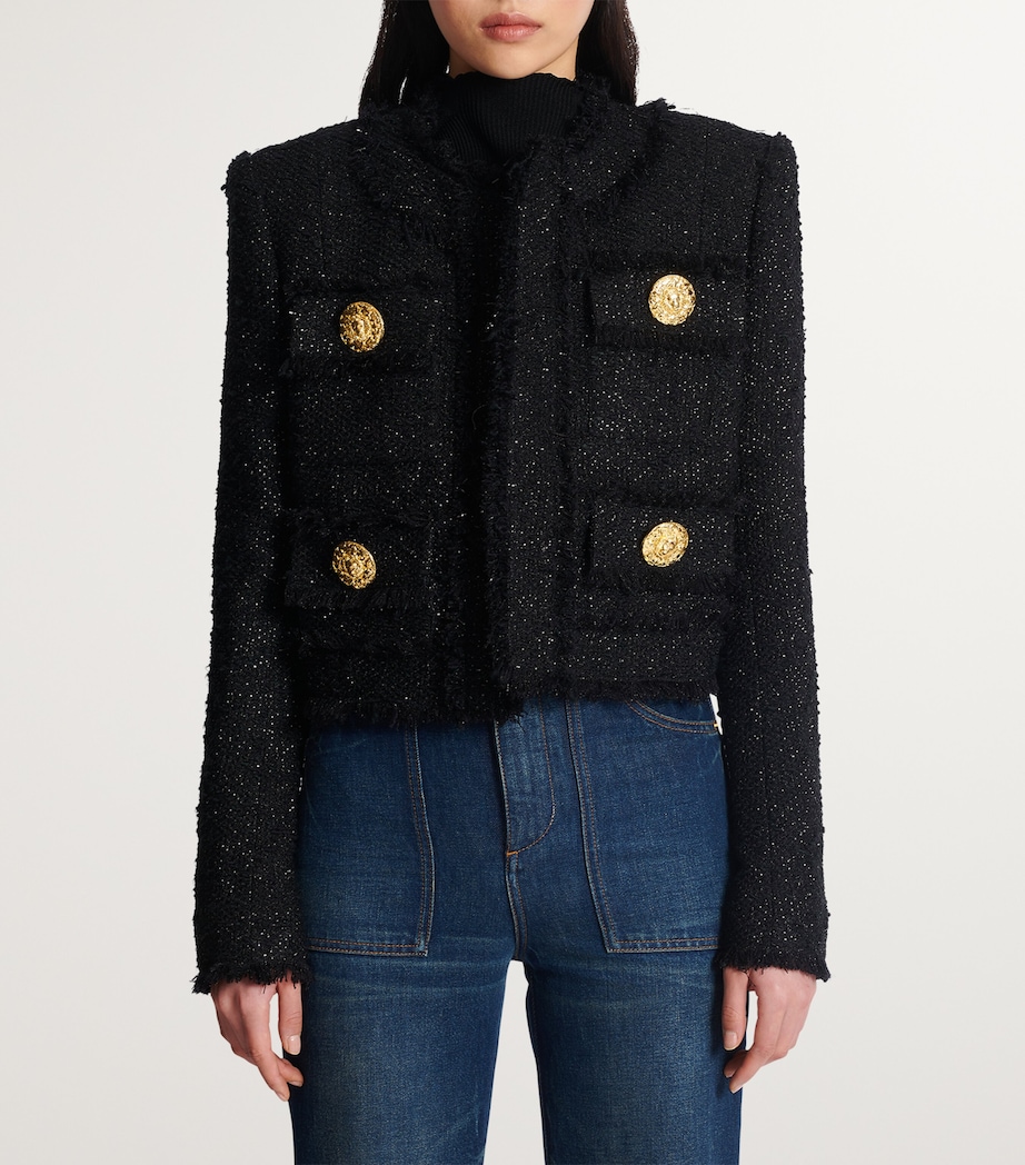 Tweed Cropped Jacket NOIR Image 4