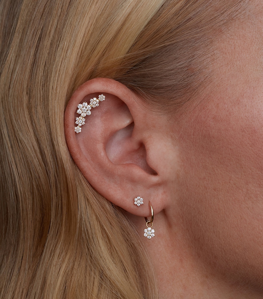 White Gold Diamond Flower Threaded Stud Earring (4.5mm) WHITE GOLD Image 3