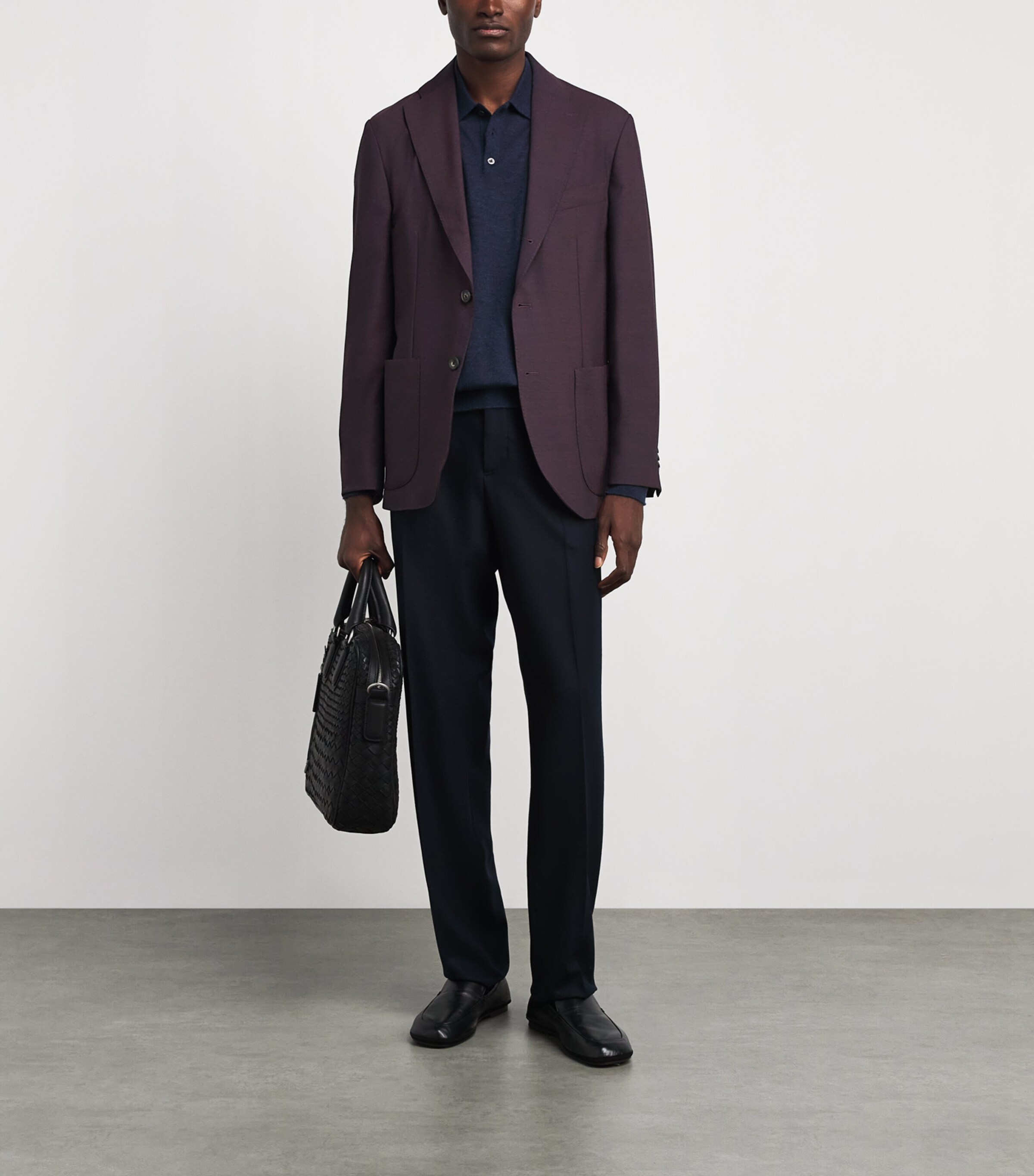 Eton Mens Lana Tech Blazer Dark Red Image 2