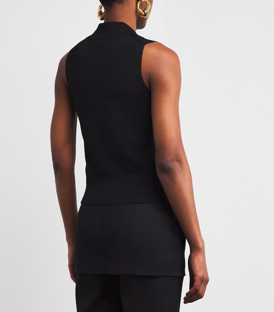 Milano Knit Stretch Waistcoat BLACK Image 4