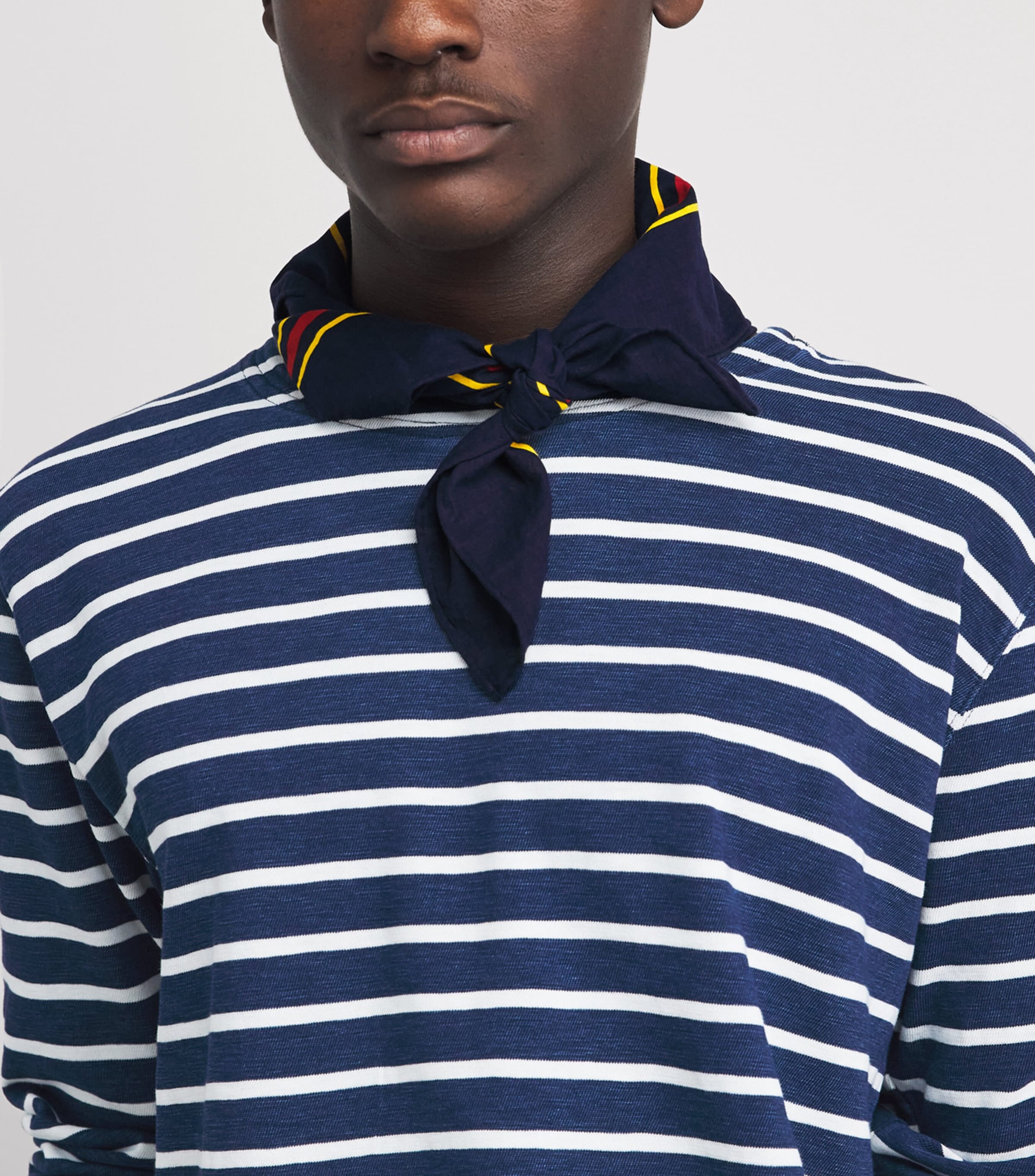 Polo Ralph Lauren Mens Cotton Stripe Long-Sleeve T-Shirt Dark Indigo/greige Image 3