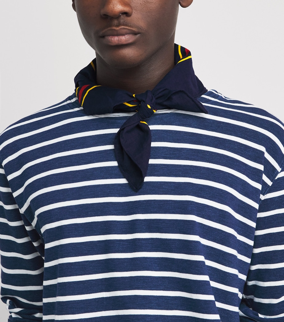 Polo Ralph Lauren Mens Cotton Stripe Long-Sleeve T-Shirt Dark Indigo/greige Image 3