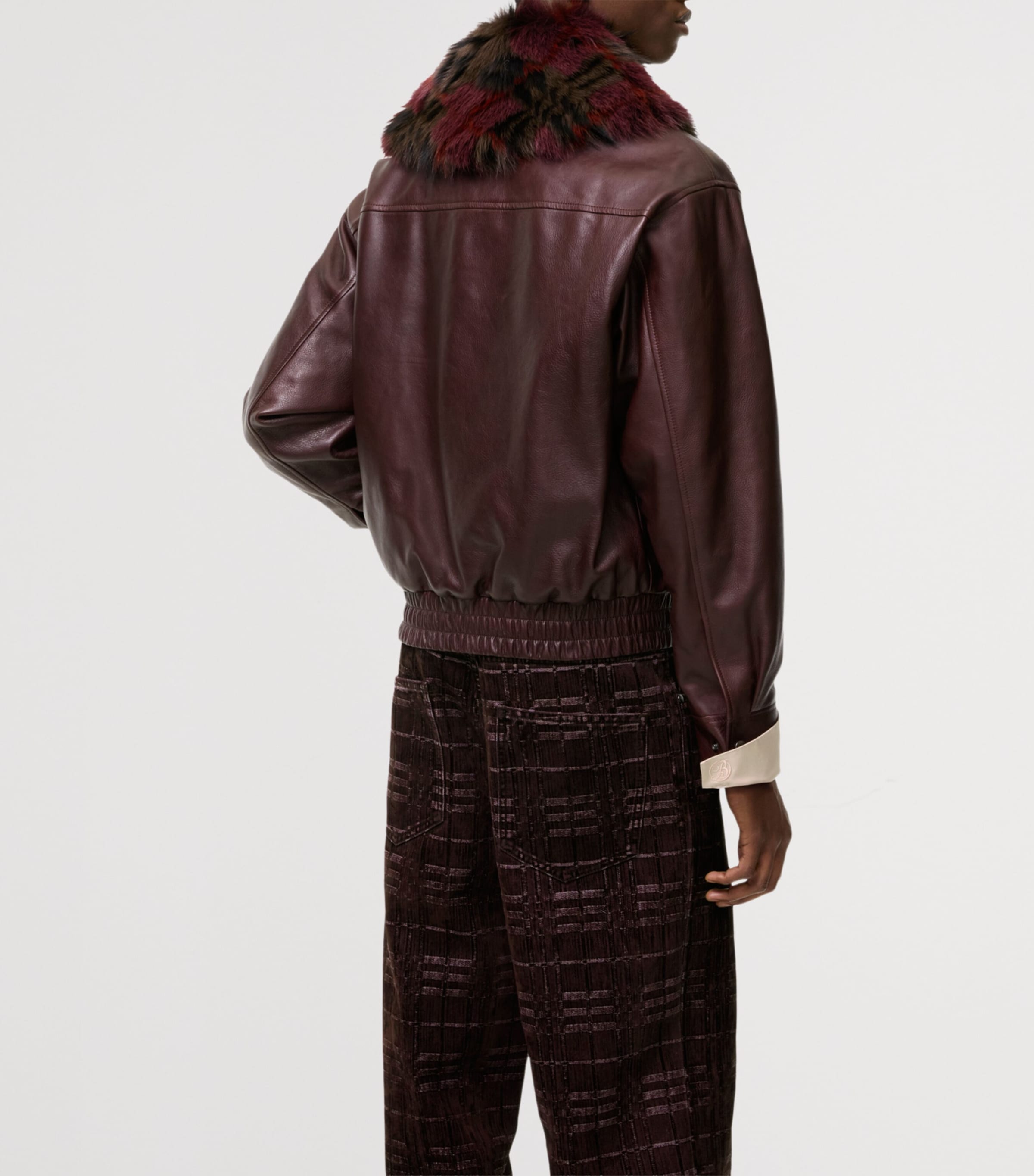Burberry Mens Leather Latchford Jacket Bordeaux Image 3