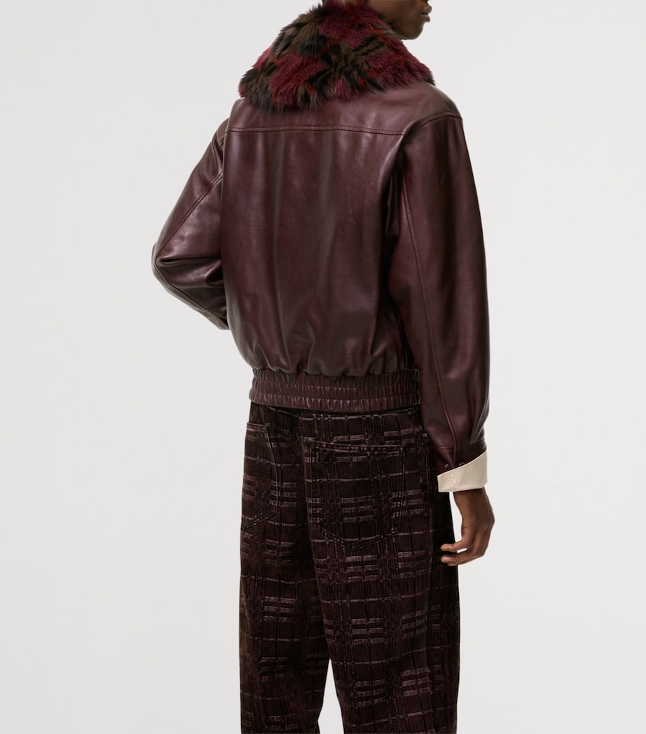Burberry Mens Leather Latchford Jacket Bordeaux Image 3